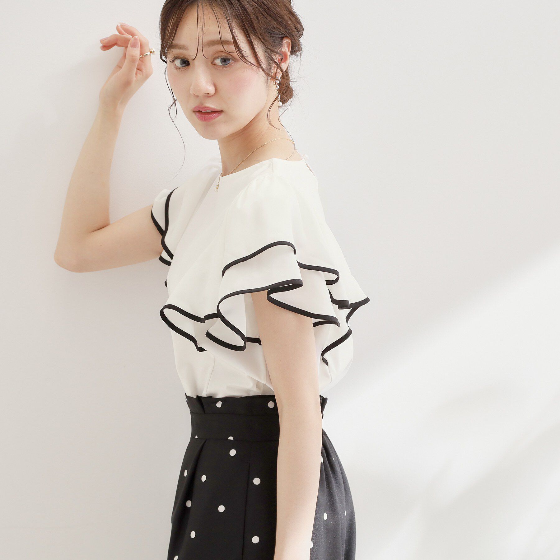 Couture broach「【接触冷感・UVカット・洗える】ラッフル フレアスリーブ トップス」|Tシャツ・カットソー|
