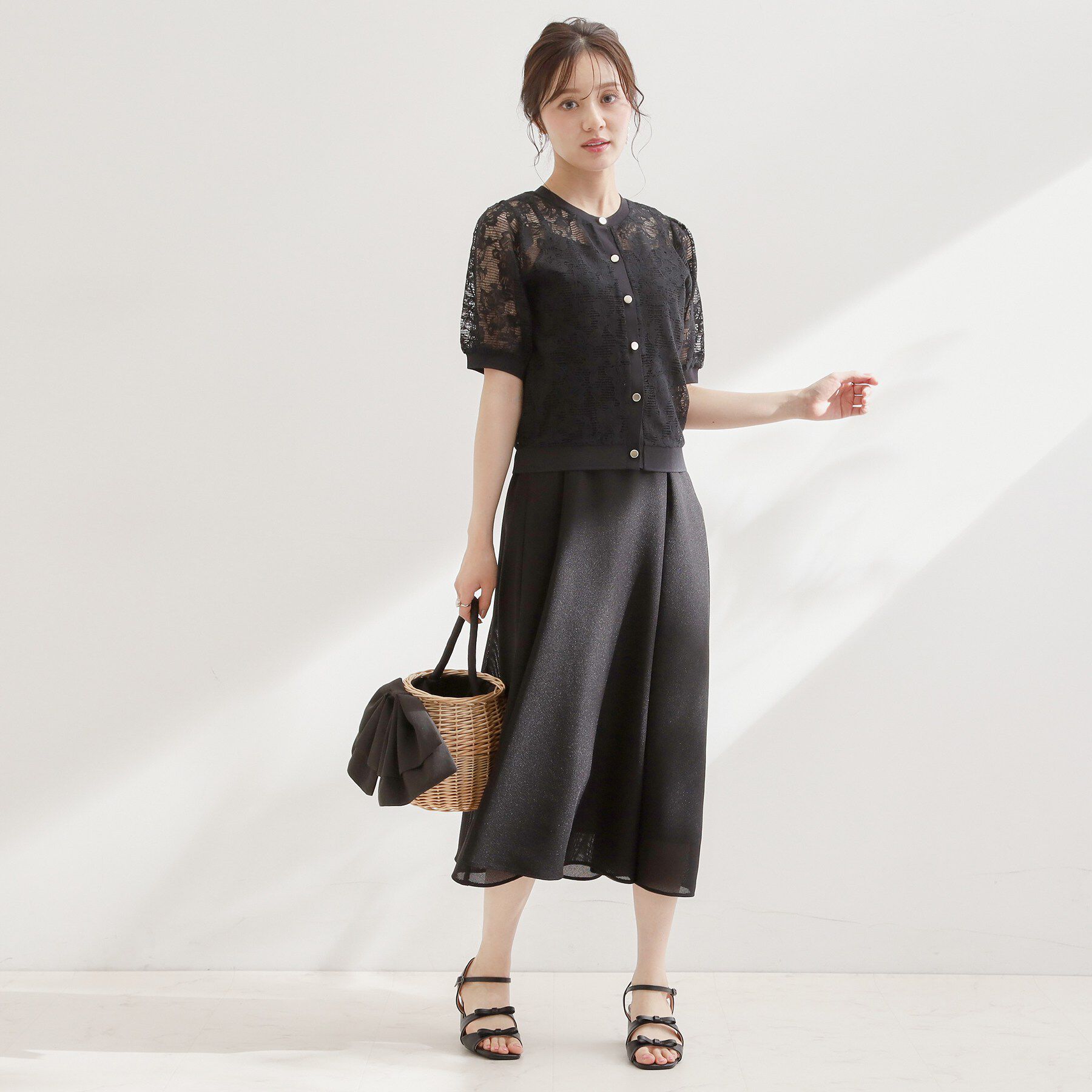 Couture broach「【洗える】フラワーレース カーディガン」|カーディガン|