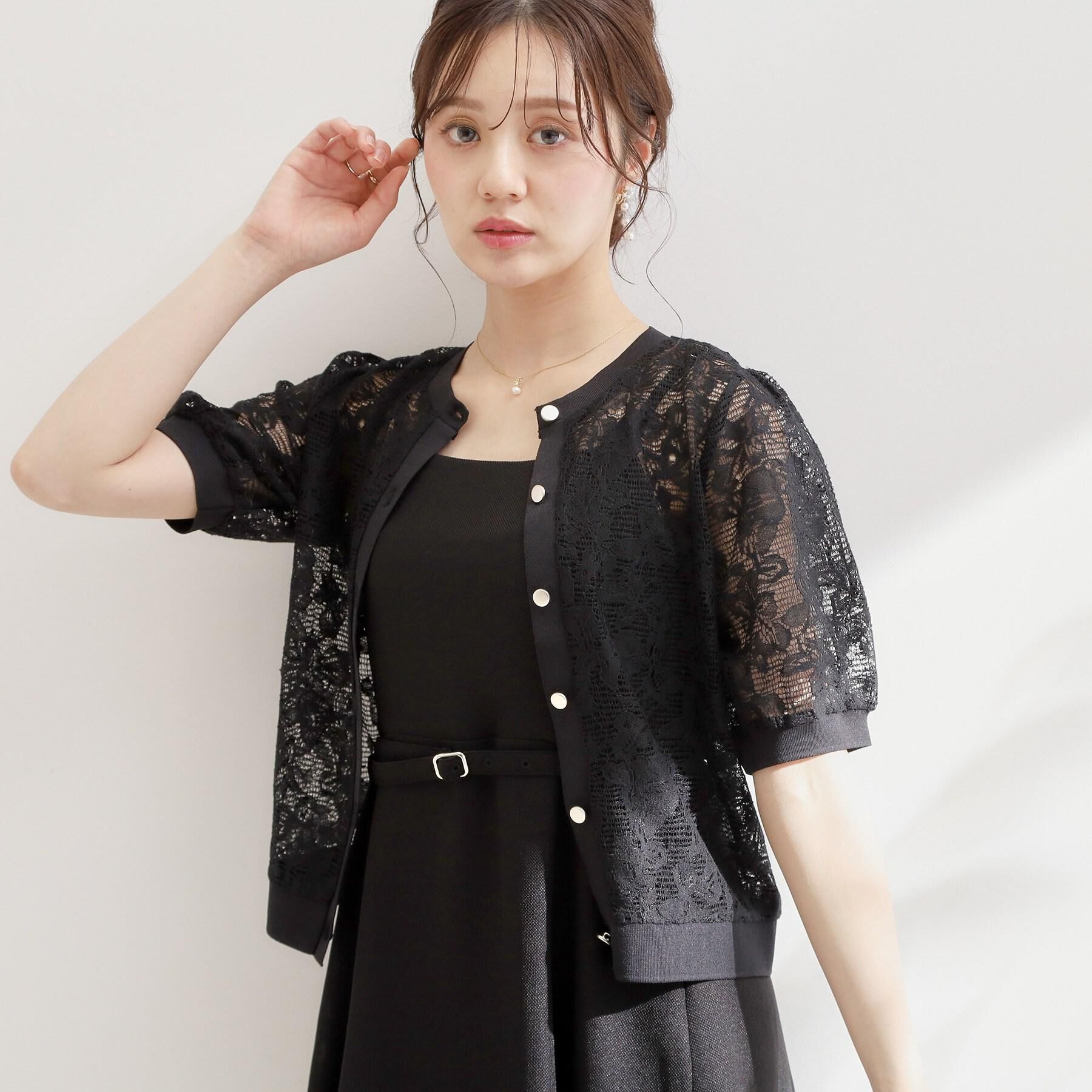 Couture broach「【洗える】フラワーレース カーディガン」|カーディガン|