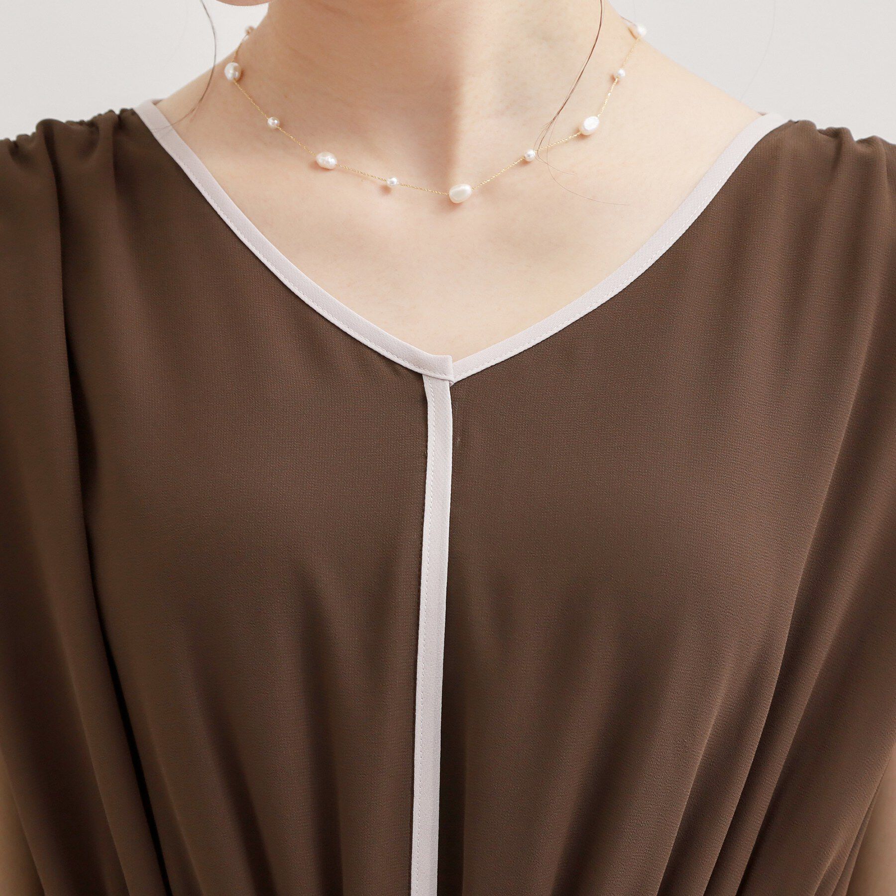 Couture broach「【洗える】バイカラー ギャザーワンピース」|ワンピース|