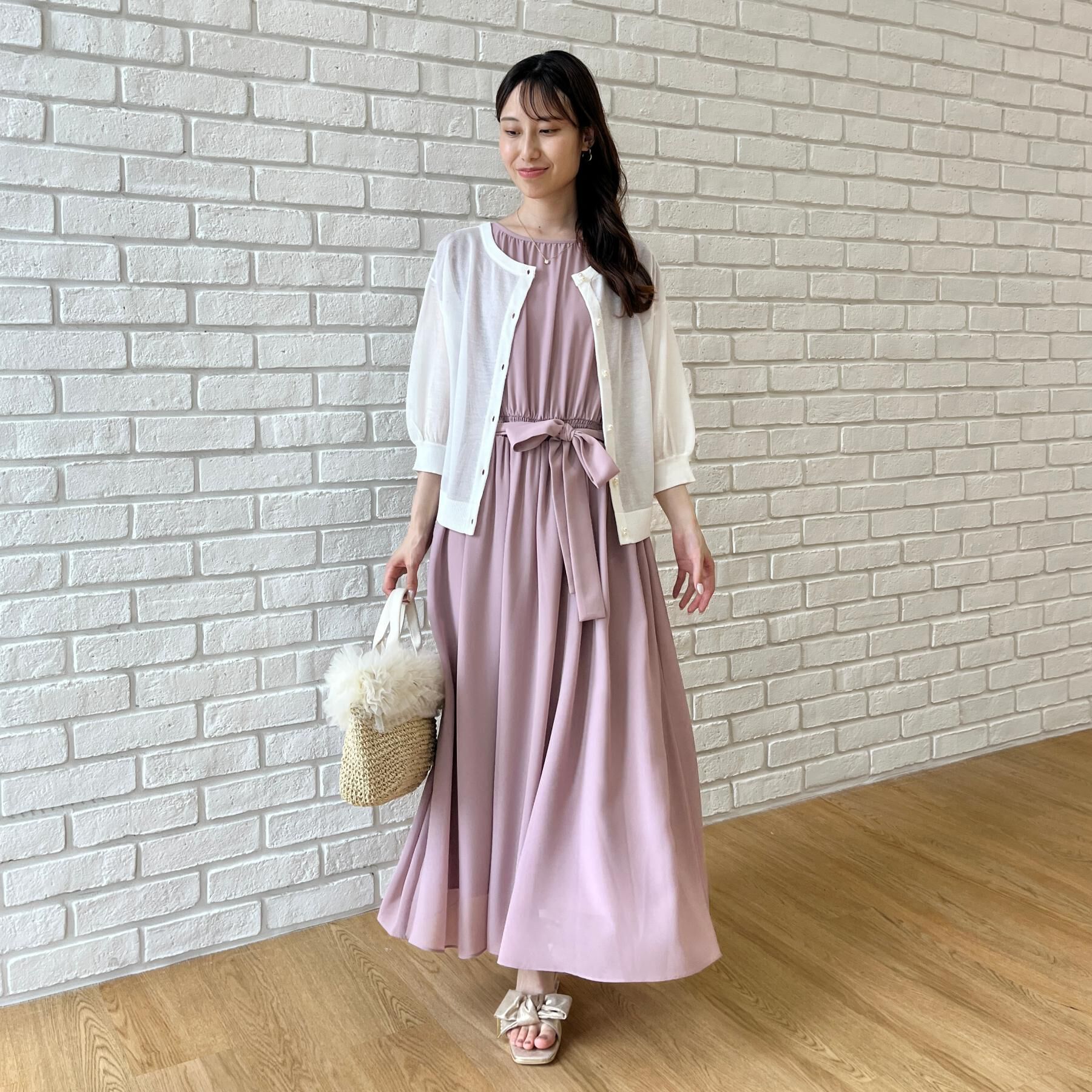 Couture broach「【前後2WAY・洗える】愛され5分袖シアーカーディガン」|カーディガン|