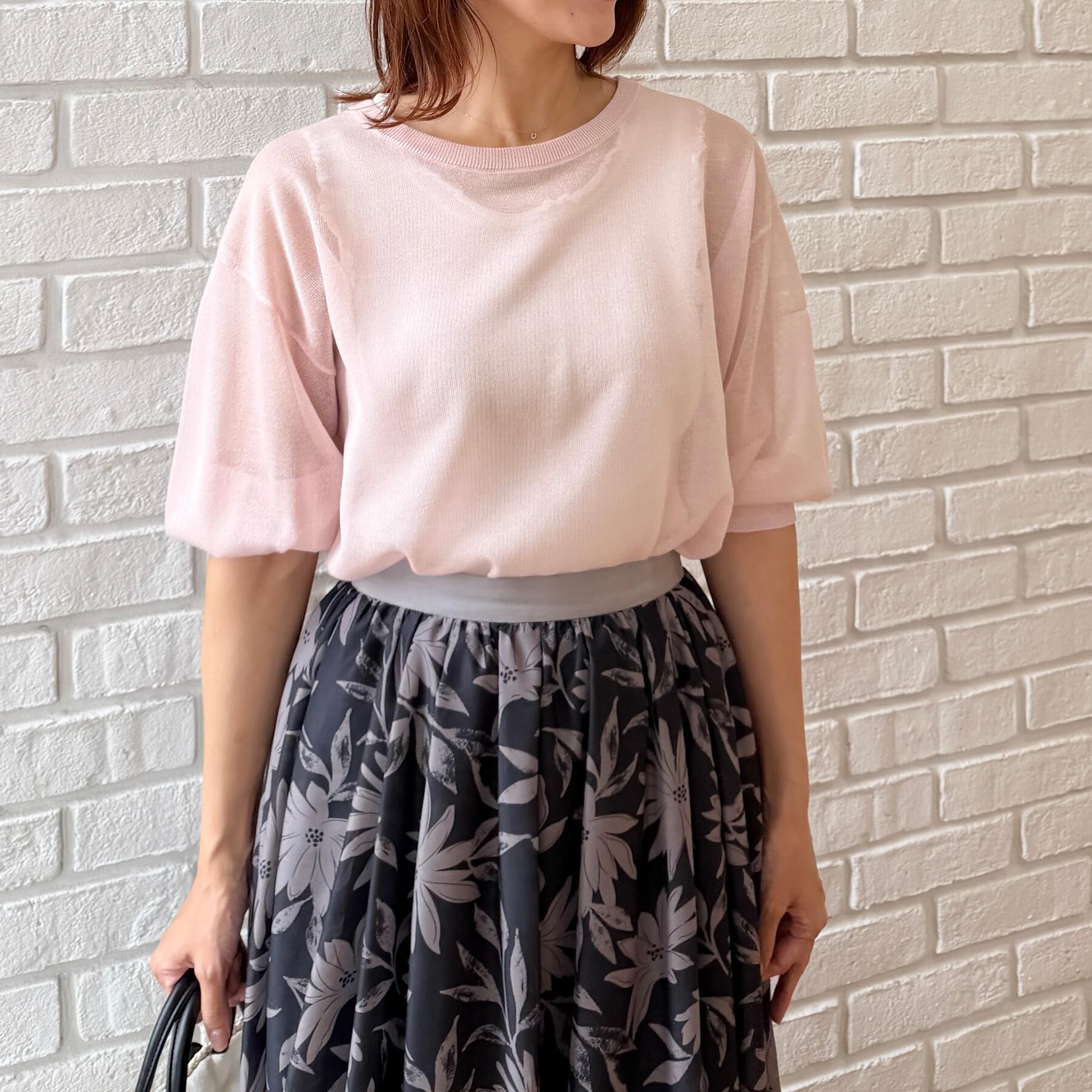 Couture broach「【前後2WAY・洗える】愛され5分袖シアーカーディガン」|カーディガン|