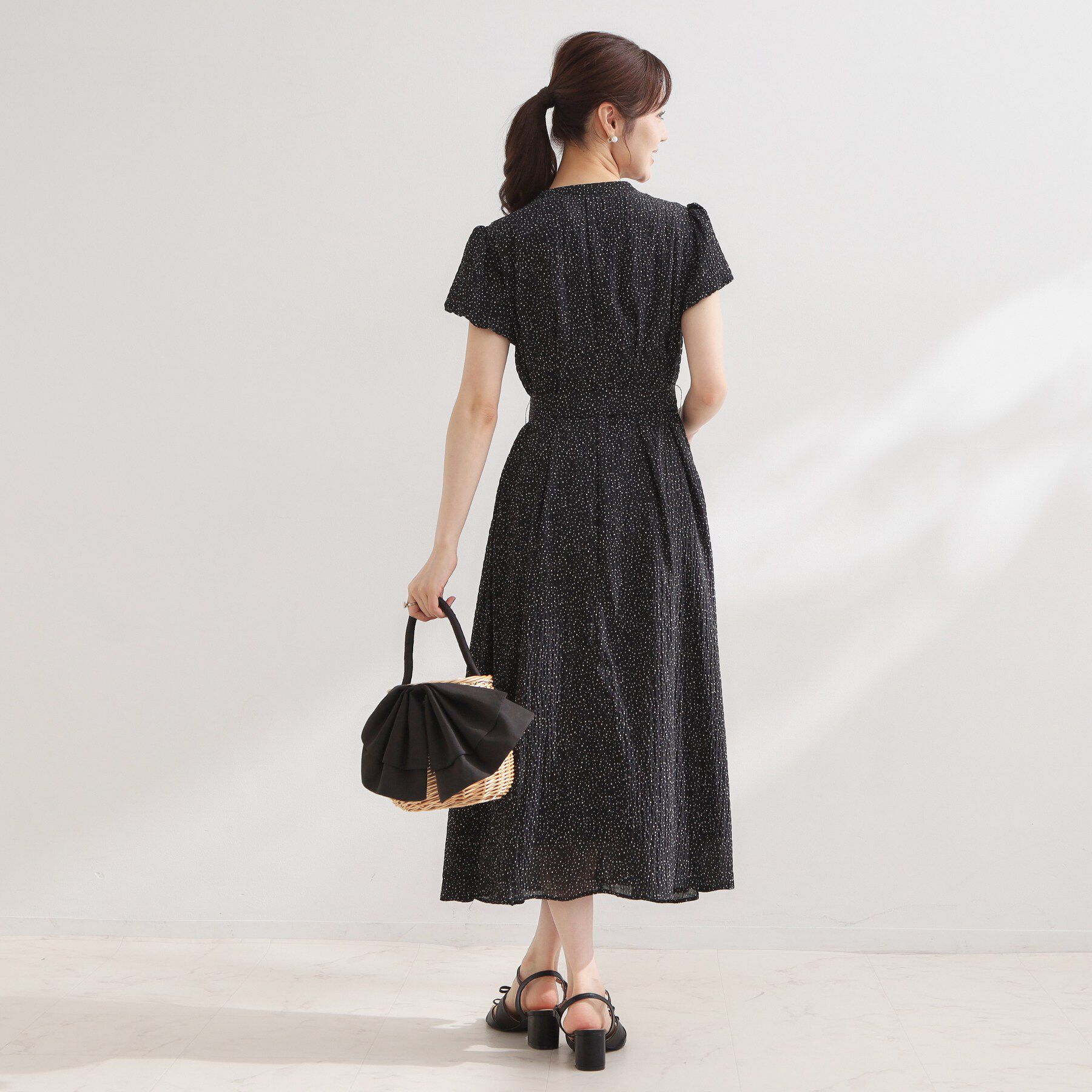Couture broach「【洗える】フロントフリル ドット柄ワンピース」|ワンピース|