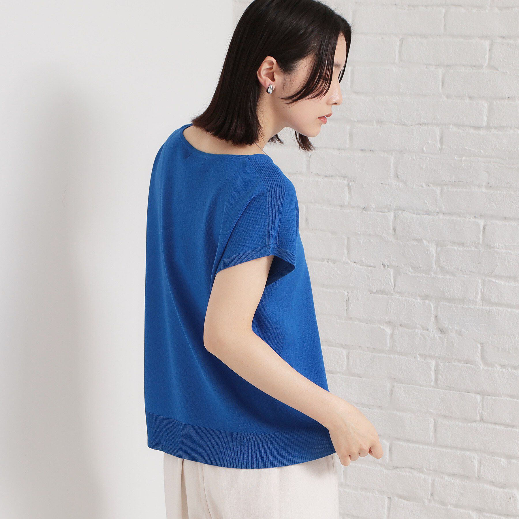 THE SHOP TK「【S-XL/ひんやりタッチ】多機能フレンチスリーブニット 洗濯機OK/UVケア/毛玉になりにくい」|ニット・セーター|