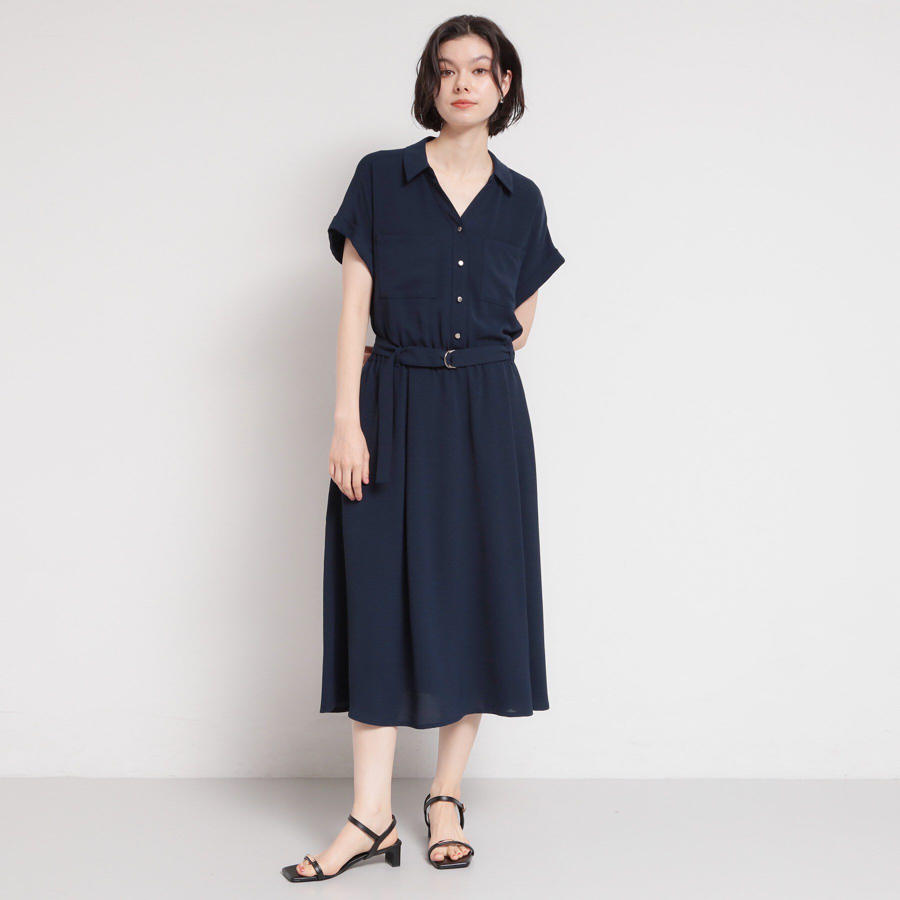 THE SHOP TK「【S-XL/ひんやり/防しわ】欲しいが詰まった 上品フィット＆フレアワンピース」|ワンピース|