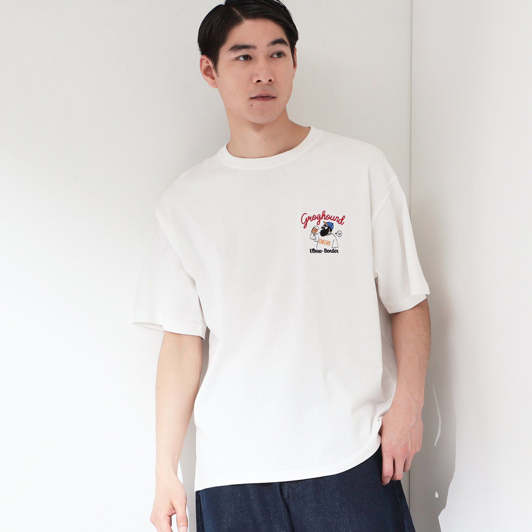 THE SHOP TK「ヒゲオジ サガラ刺繍 半袖Tシャツ 【洗濯機OK】」|Tシャツ・カットソー|