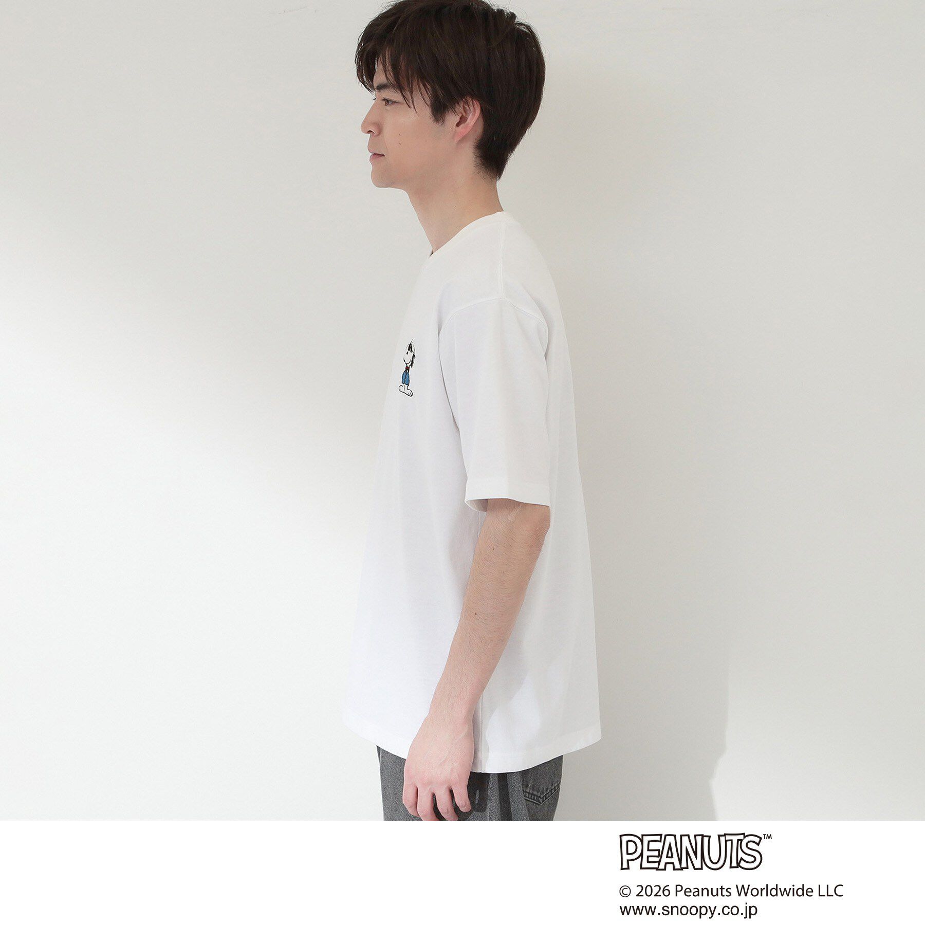 THE SHOP TK「PEANUTS ／ ピーナッツ スヌーピー ワンポイント刺繍 半袖Tシャツ」|Tシャツ・カットソー|