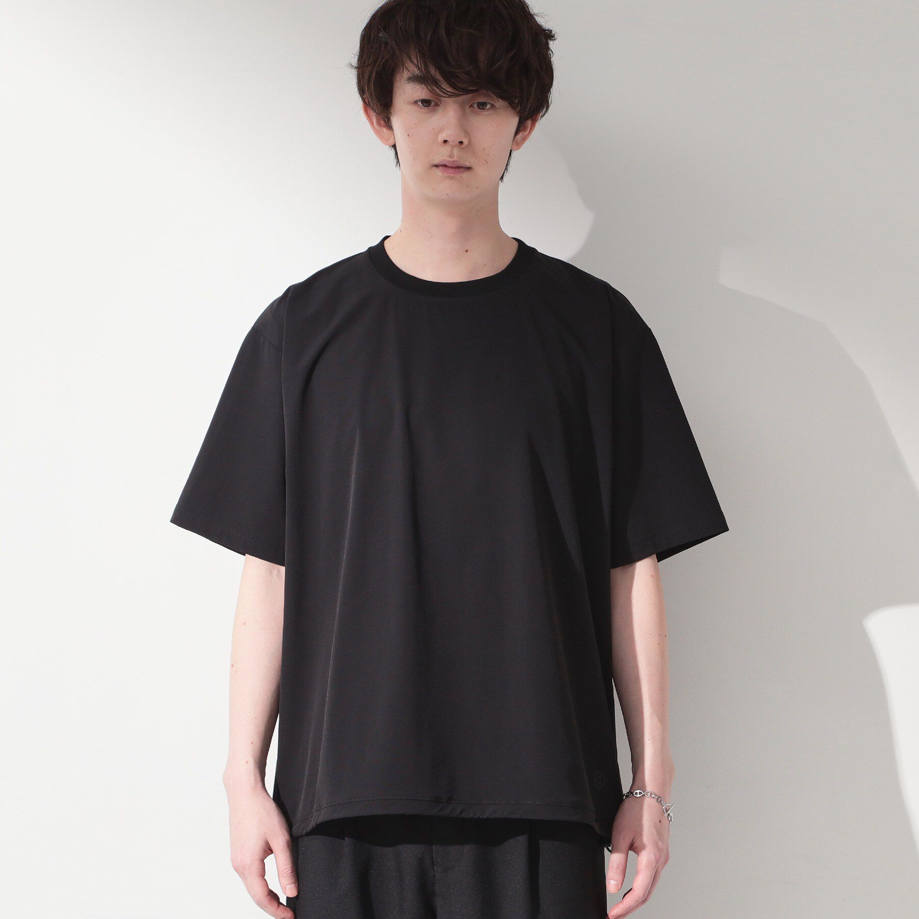 THE SHOP TK「【KURO】 ポリバレント ドローコード付き 半袖Tシャツ 接触冷感/UVカット/洗濯機OK」|Tシャツ・カットソー|