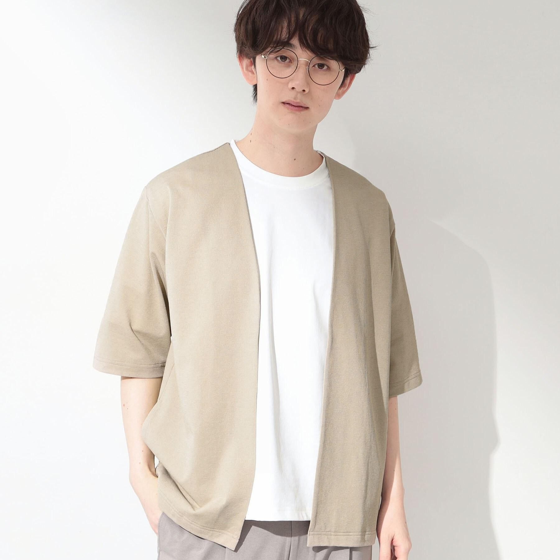 THE SHOP TK「メッシュ五分袖カーディガン＋半袖Tシャツ セットアイテム 洗濯機OK」|カーディガン|