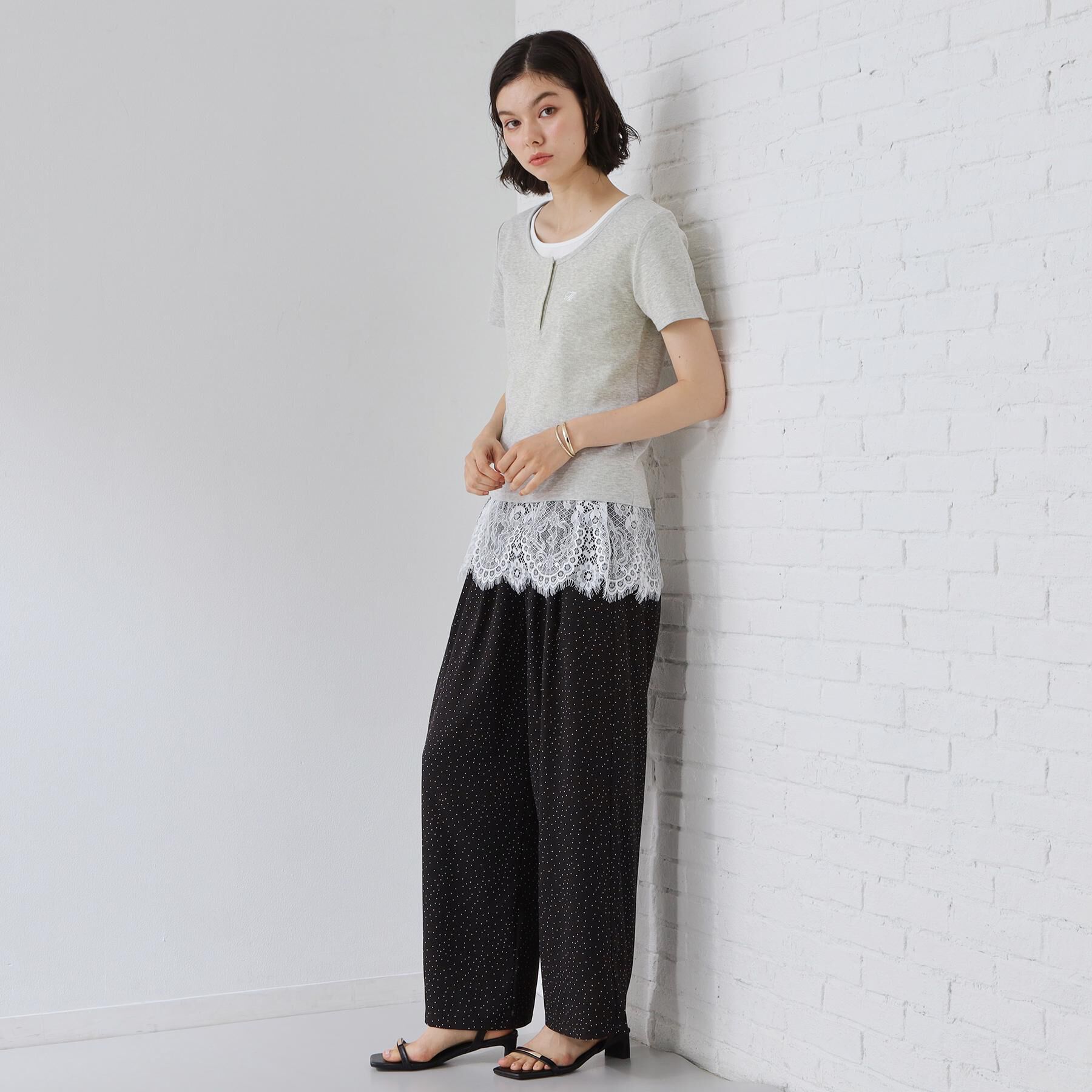 THE SHOP TK「ヘンリーネック ワンポイント刺繍トップス」|Tシャツ・カットソー|
