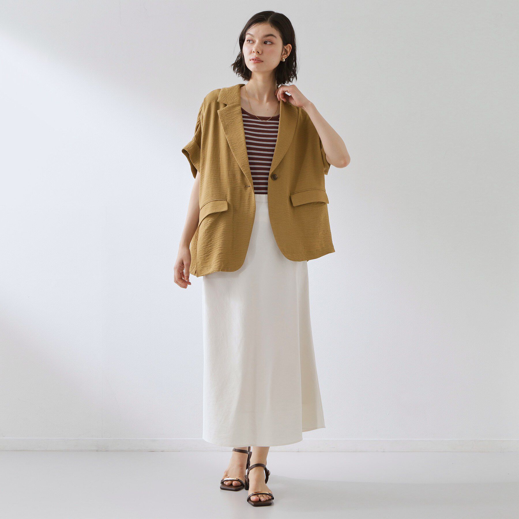 THE SHOP TK「【ひんやり/吸水速乾/UV/防しわ】ON/OFFどちらにも 軽やか半袖ジャケット」|テーラードジャケット|