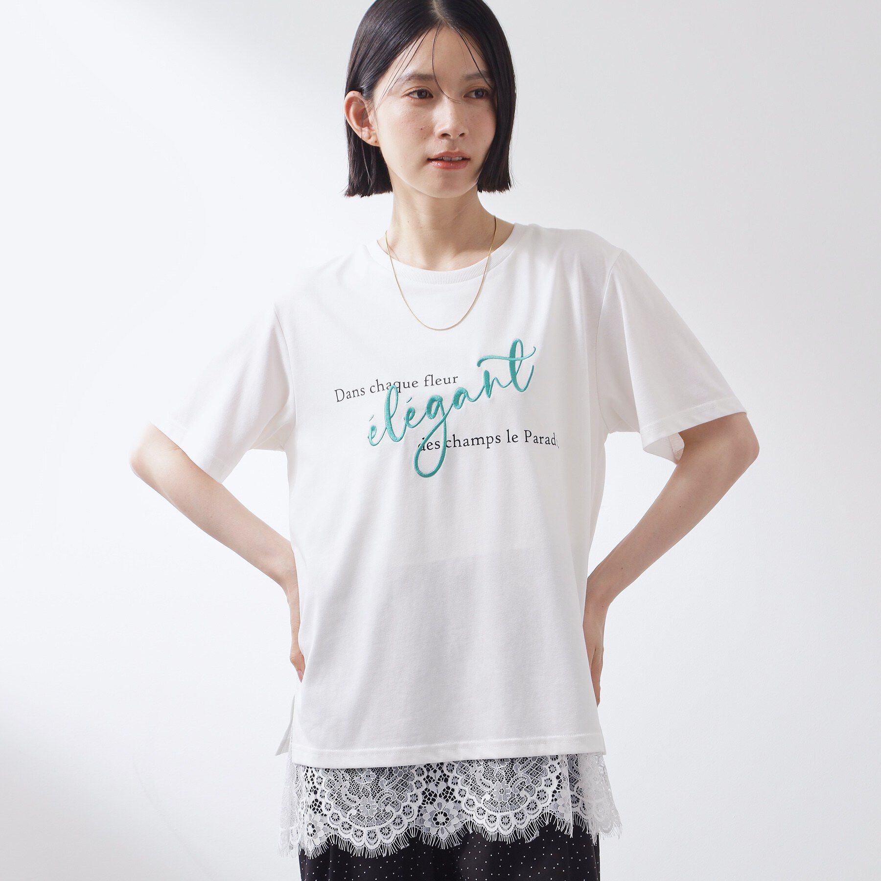 THE SHOP TK「【ひんやり/人気アイテム】レイヤードスタイルに 裾レースタンクトップ」|Tシャツ・カットソー|