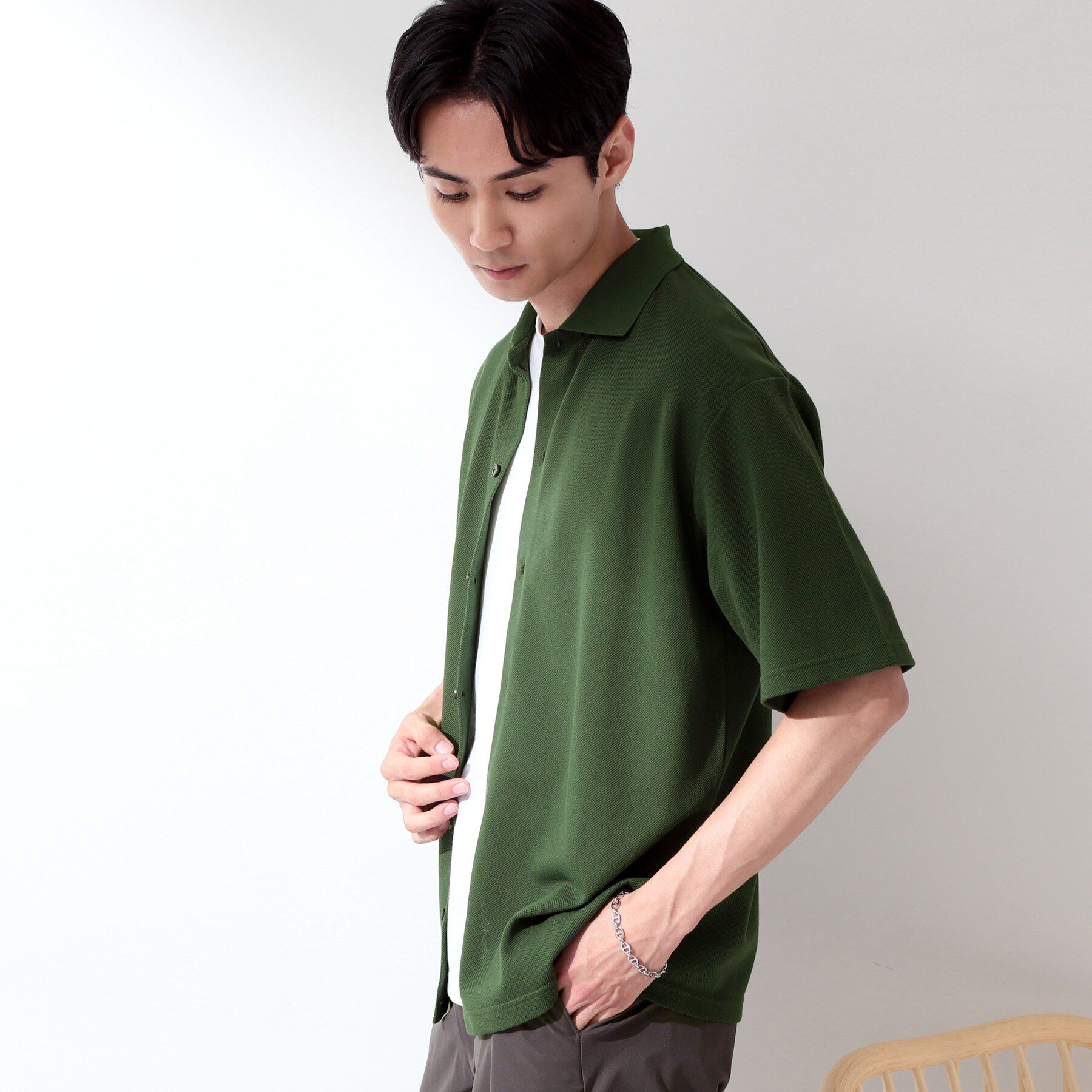 THE SHOP TK「【半袖シャツ＋インナー セットアイテム】カノコ半袖シャツ＆半袖Tシャツ」|カーディガン|