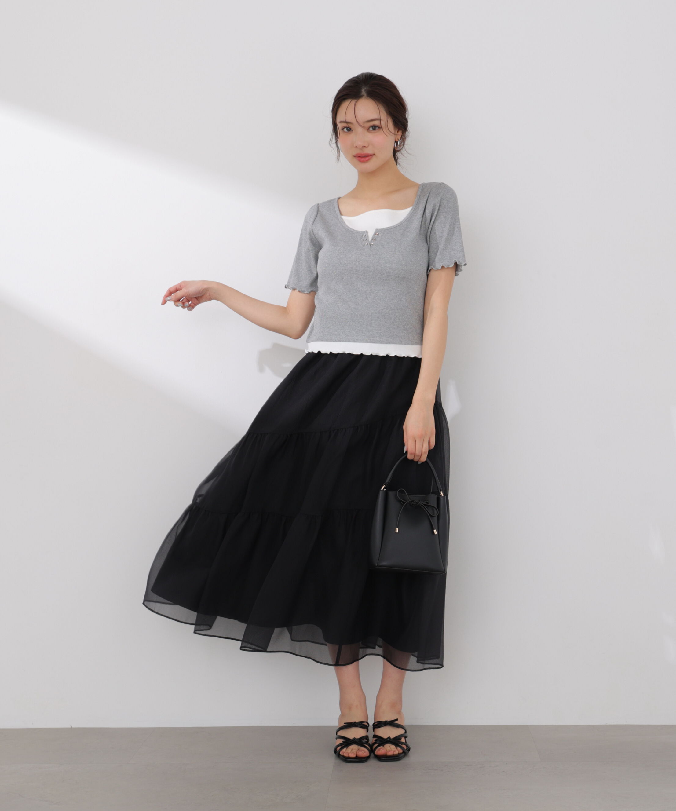 PROPORTION BODY DRESSING「アシメティアードスカート 26SS」|スカート|ブラック