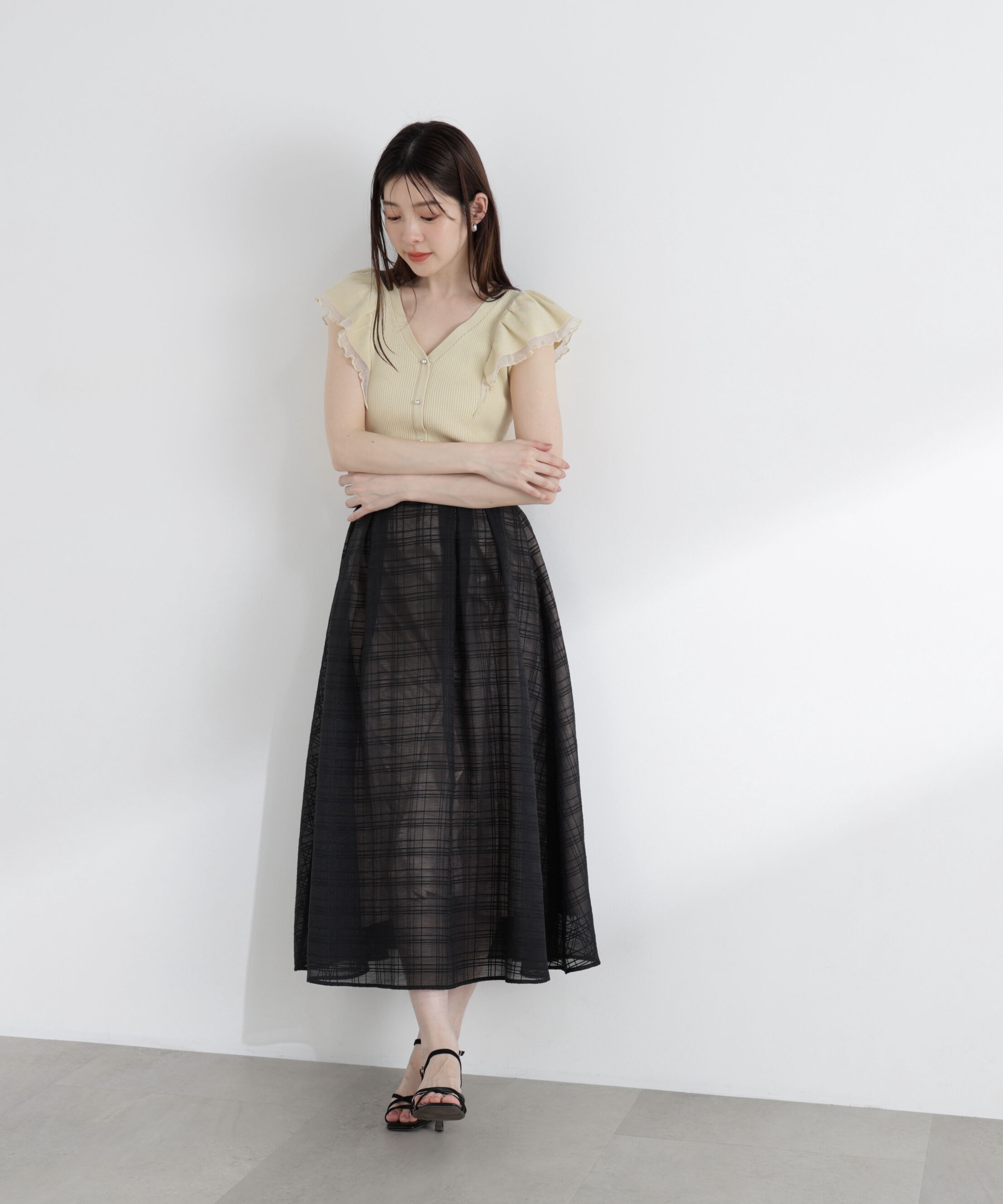 PROPORTION BODY DRESSING「＜中川紅葉さん着用＞シアーチェックタックスカート」|スカート|