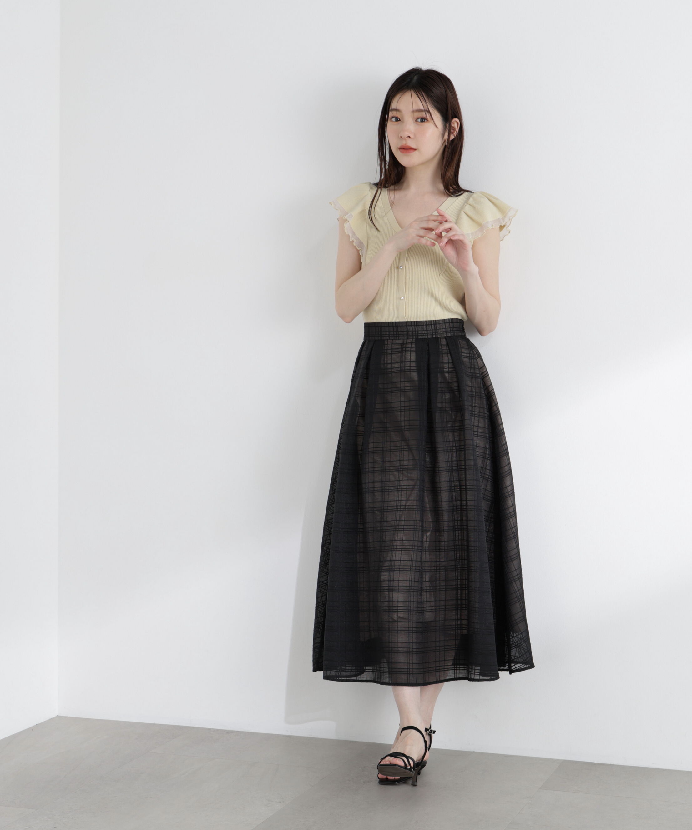 PROPORTION BODY DRESSING「＜中川紅葉さん着用＞シアーチェックタックスカート」|スカート|