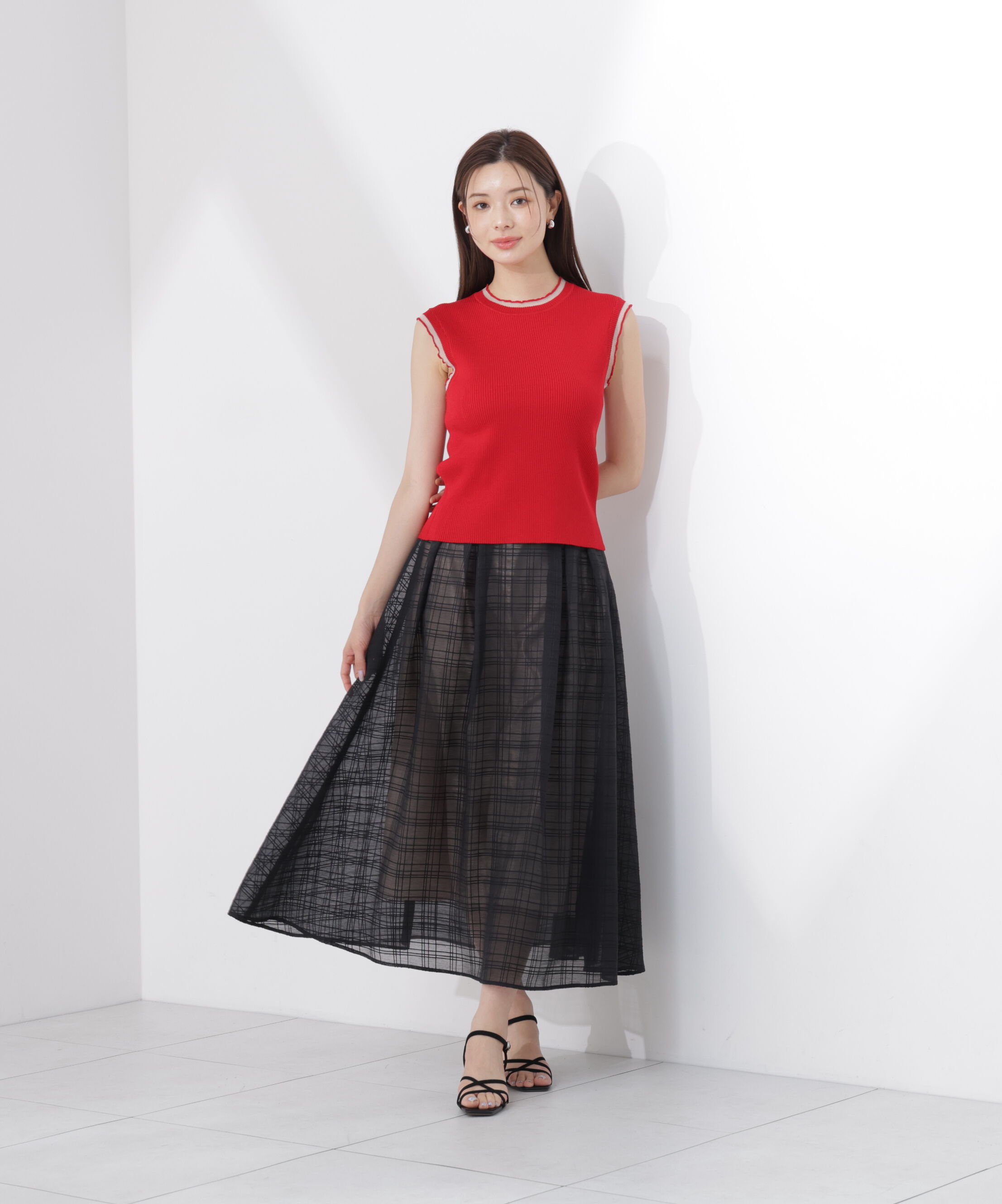PROPORTION BODY DRESSING「＜中川紅葉さん着用＞シアーチェックタックスカート」|スカート|