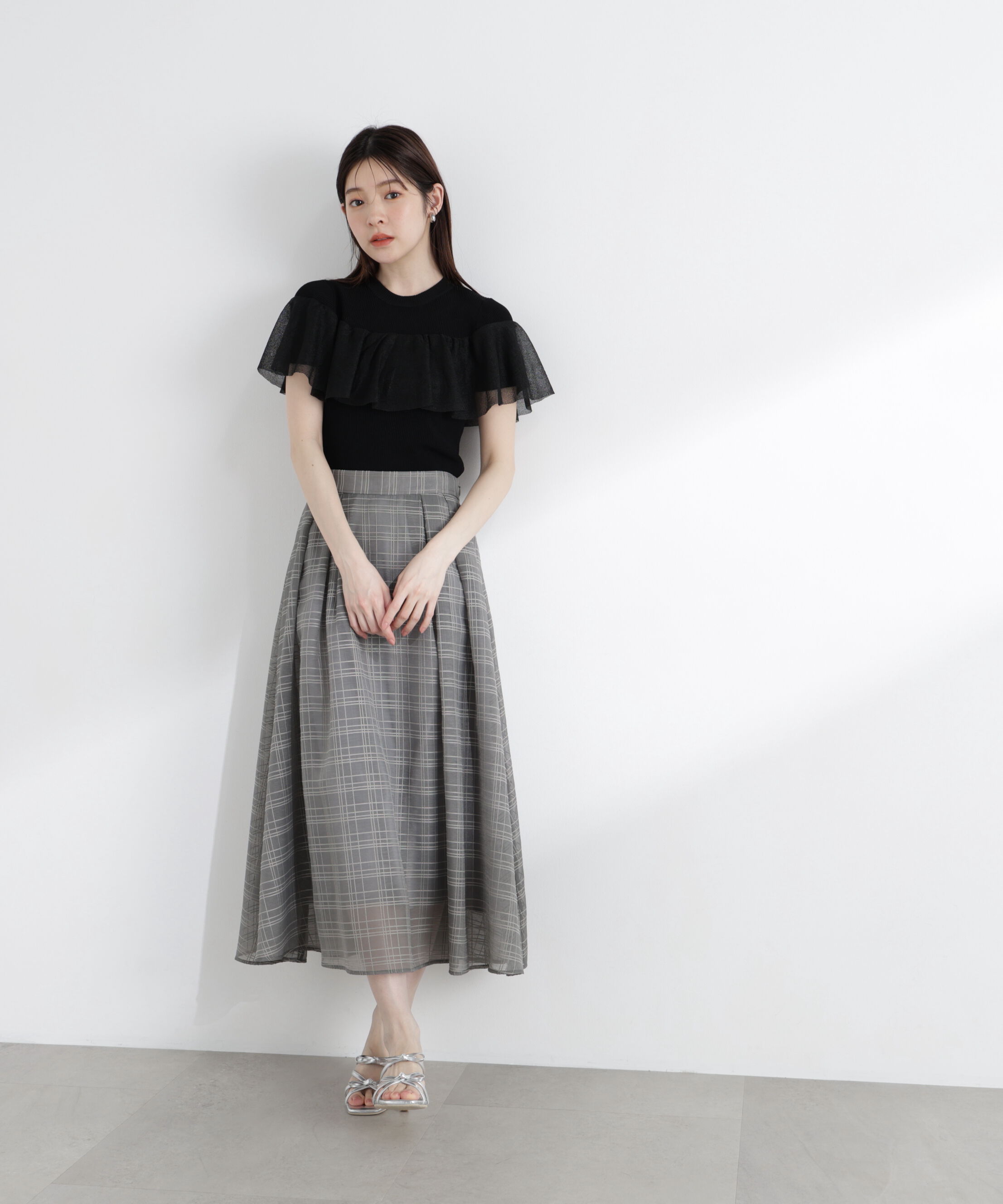PROPORTION BODY DRESSING「＜中川紅葉さん着用＞シアーチェックタックスカート」|スカート|
