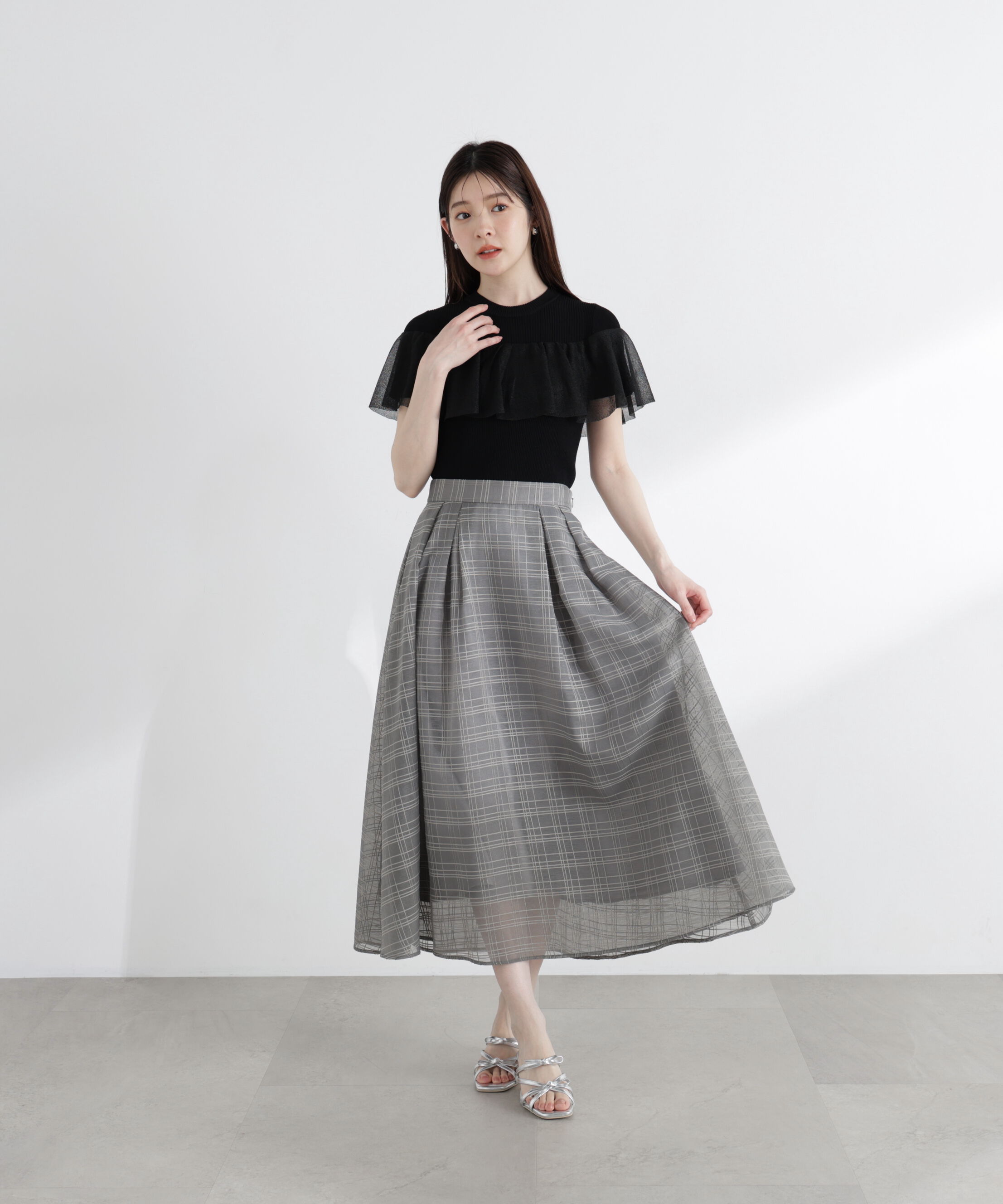 PROPORTION BODY DRESSING「＜中川紅葉さん着用＞シアーチェックタックスカート」|スカート|