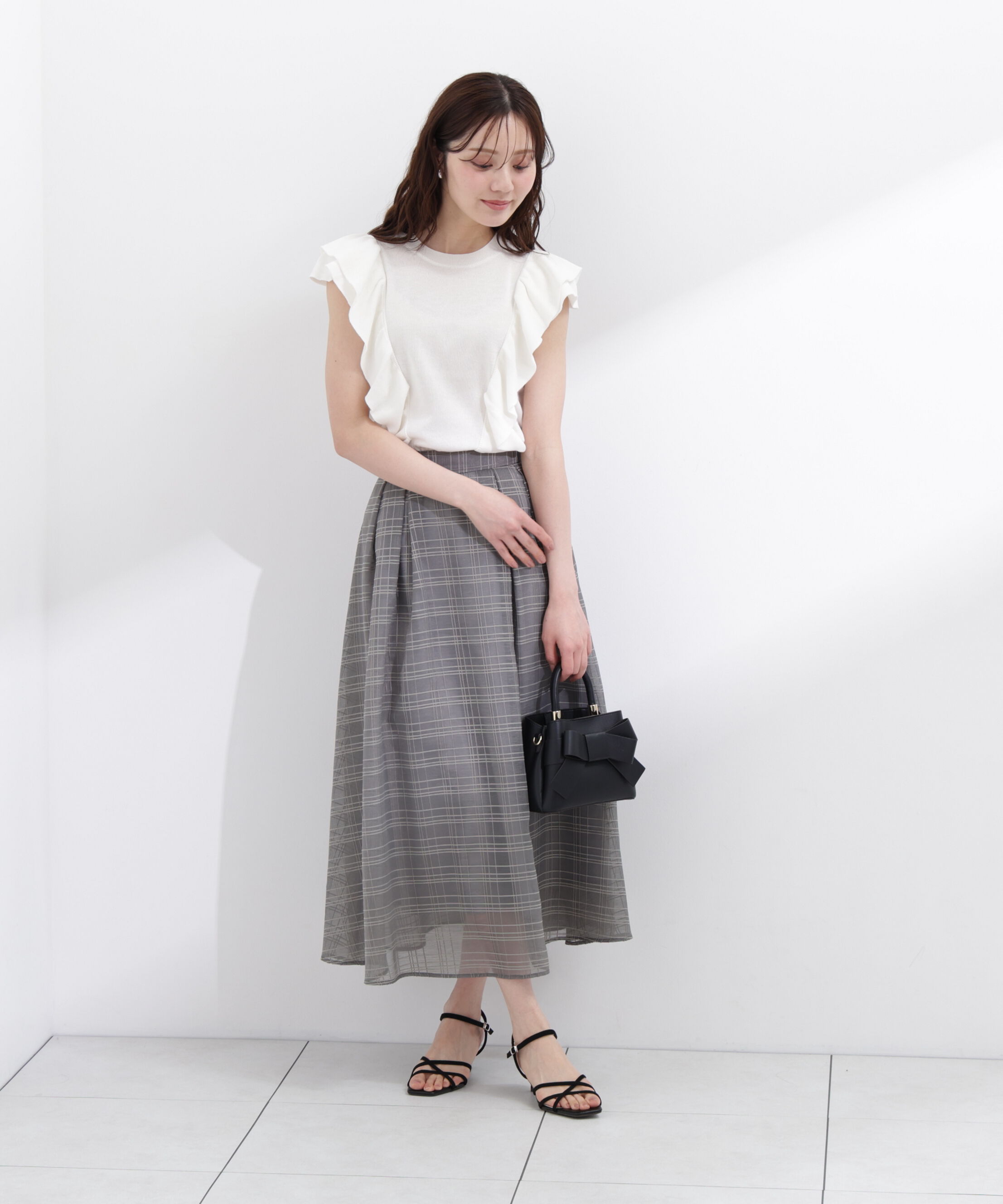 PROPORTION BODY DRESSING「＜中川紅葉さん着用＞シアーチェックタックスカート」|スカート|