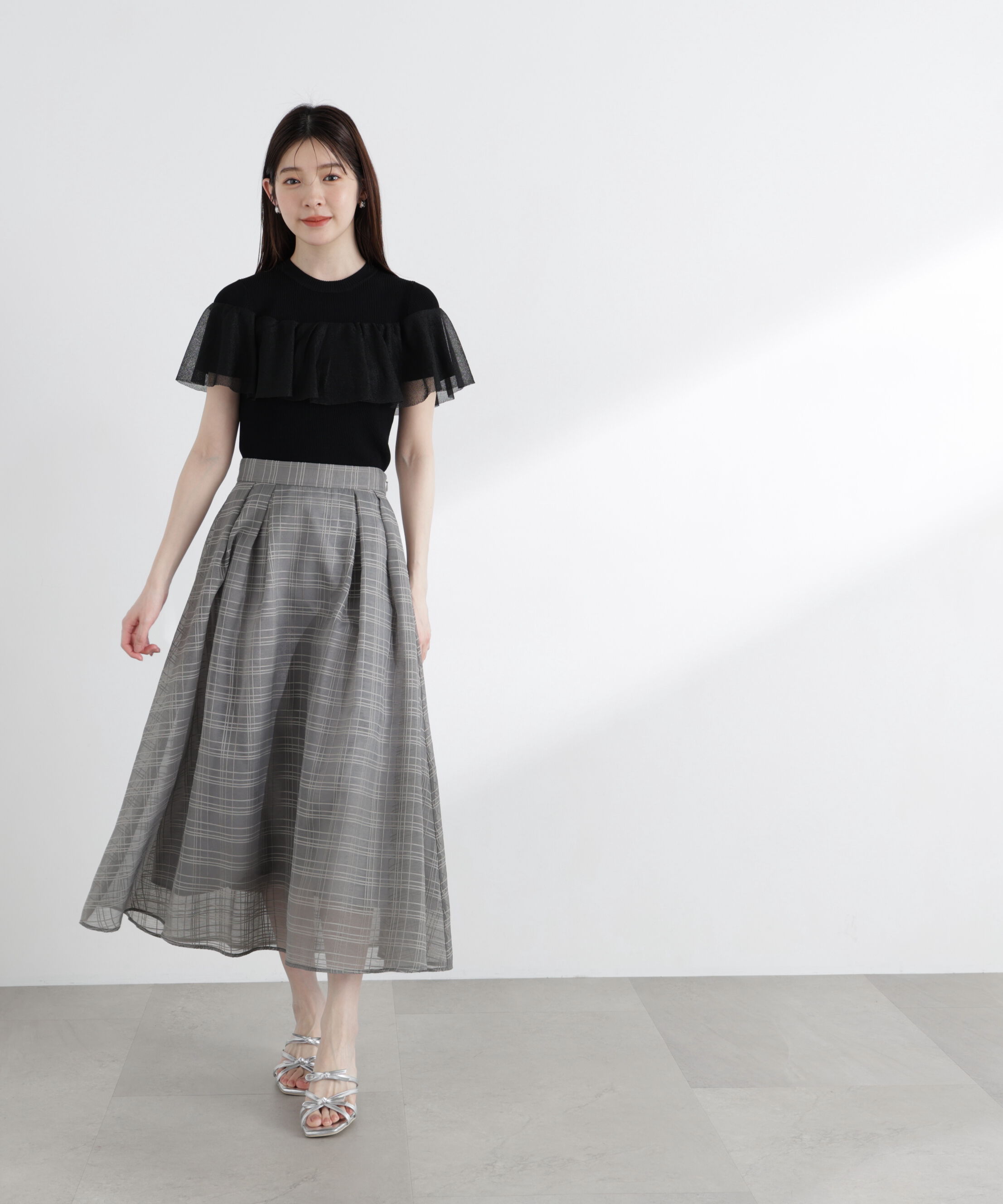 PROPORTION BODY DRESSING「＜中川紅葉さん着用＞シアーチェックタックスカート」|スカート|