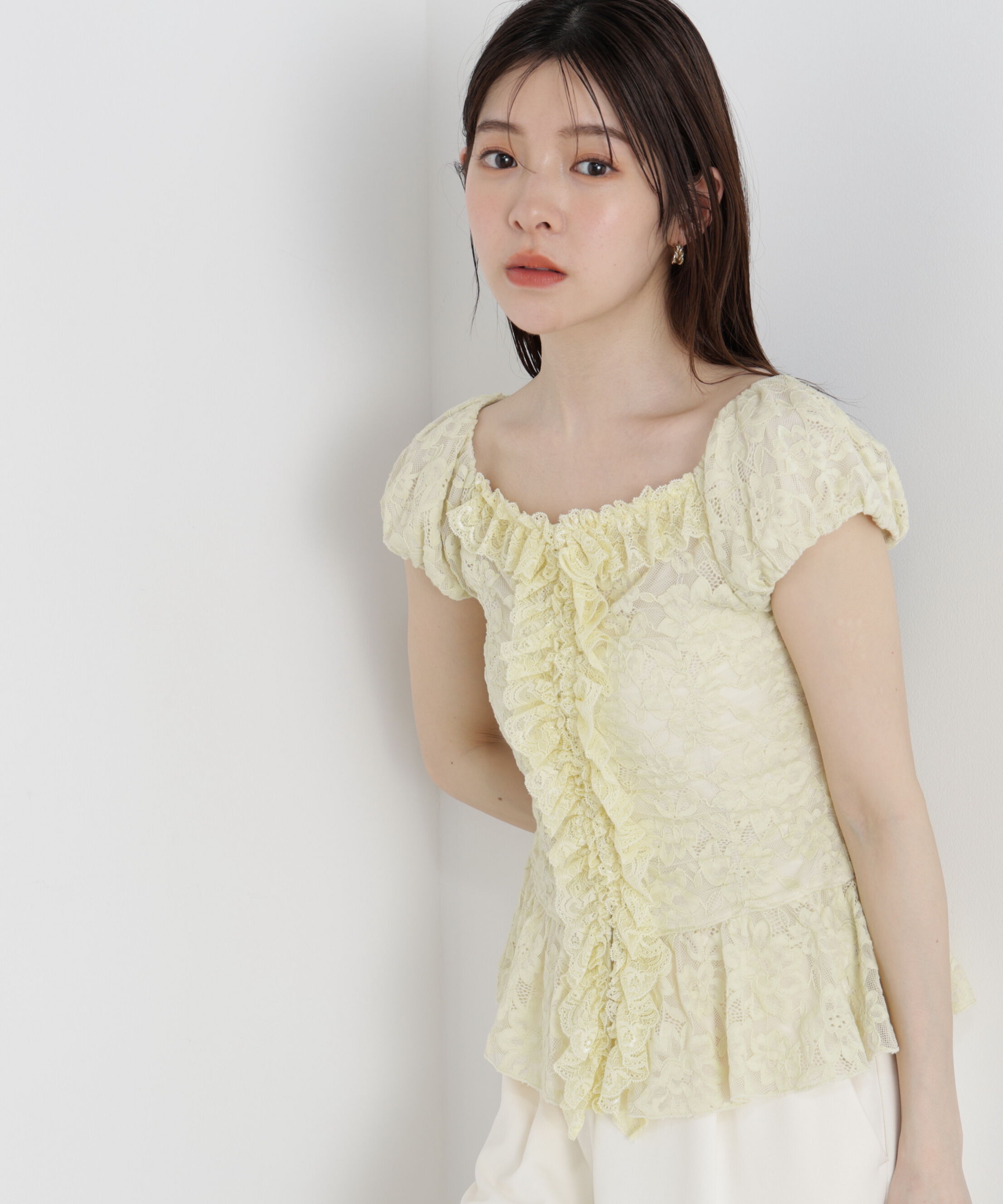 PROPORTION BODY DRESSING「〈a/mie〉レースフリルカットソー」|Tシャツ・カットソー|イエロー