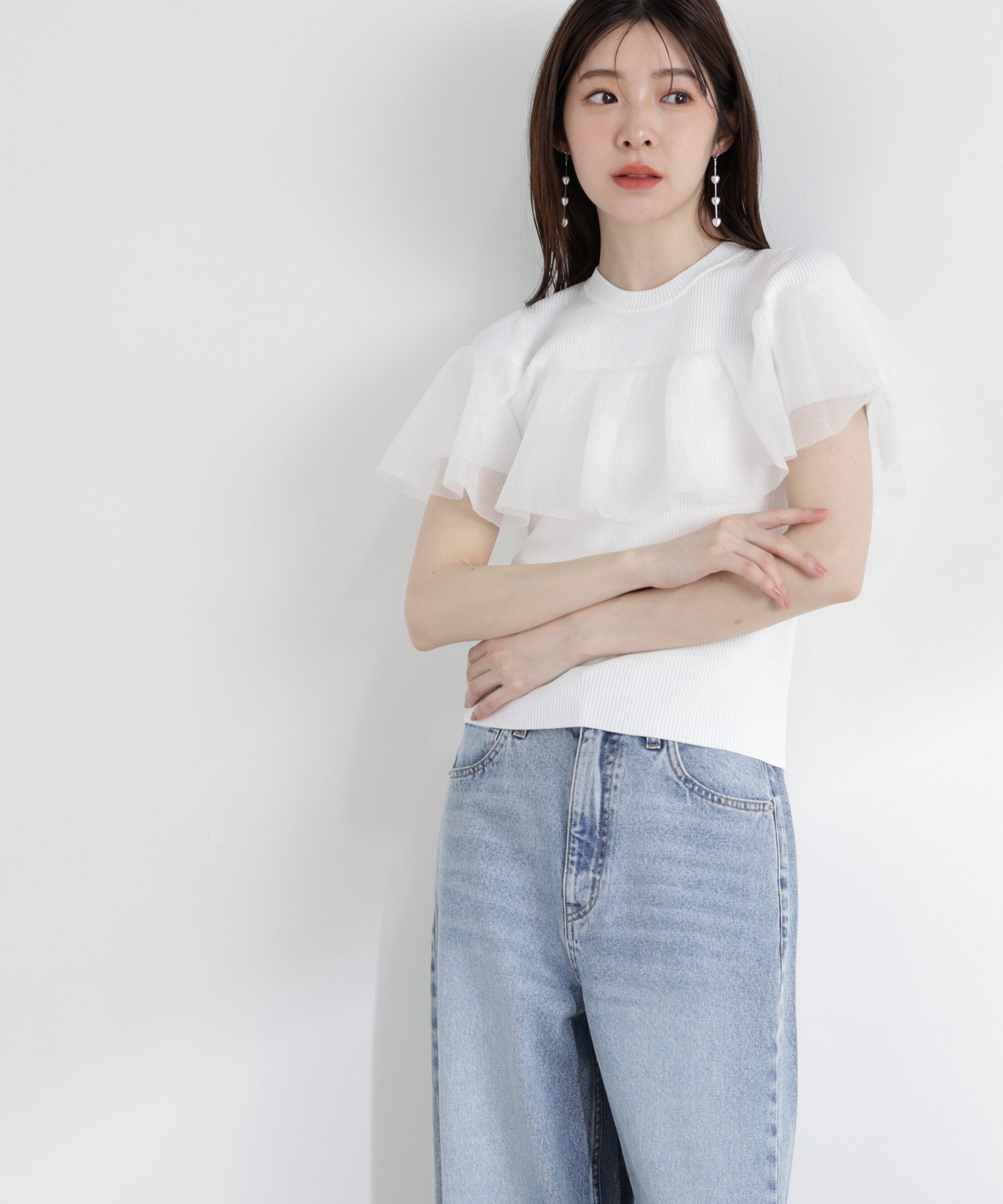 PROPORTION BODY DRESSING「シアーケープ風リブニット」|ニット・セーター|エクリュ1