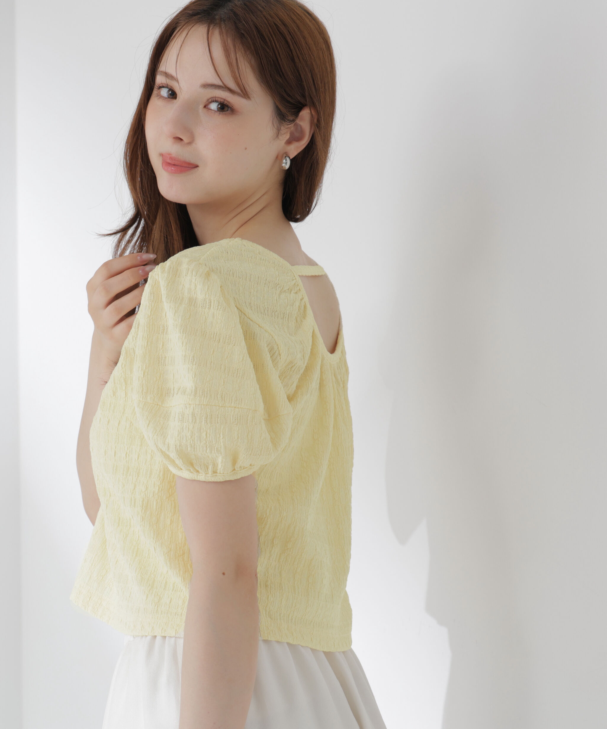 PROPORTION BODY DRESSING「バックオープンパフスリーブトップス26SS」|Tシャツ・カットソー|イエロー
