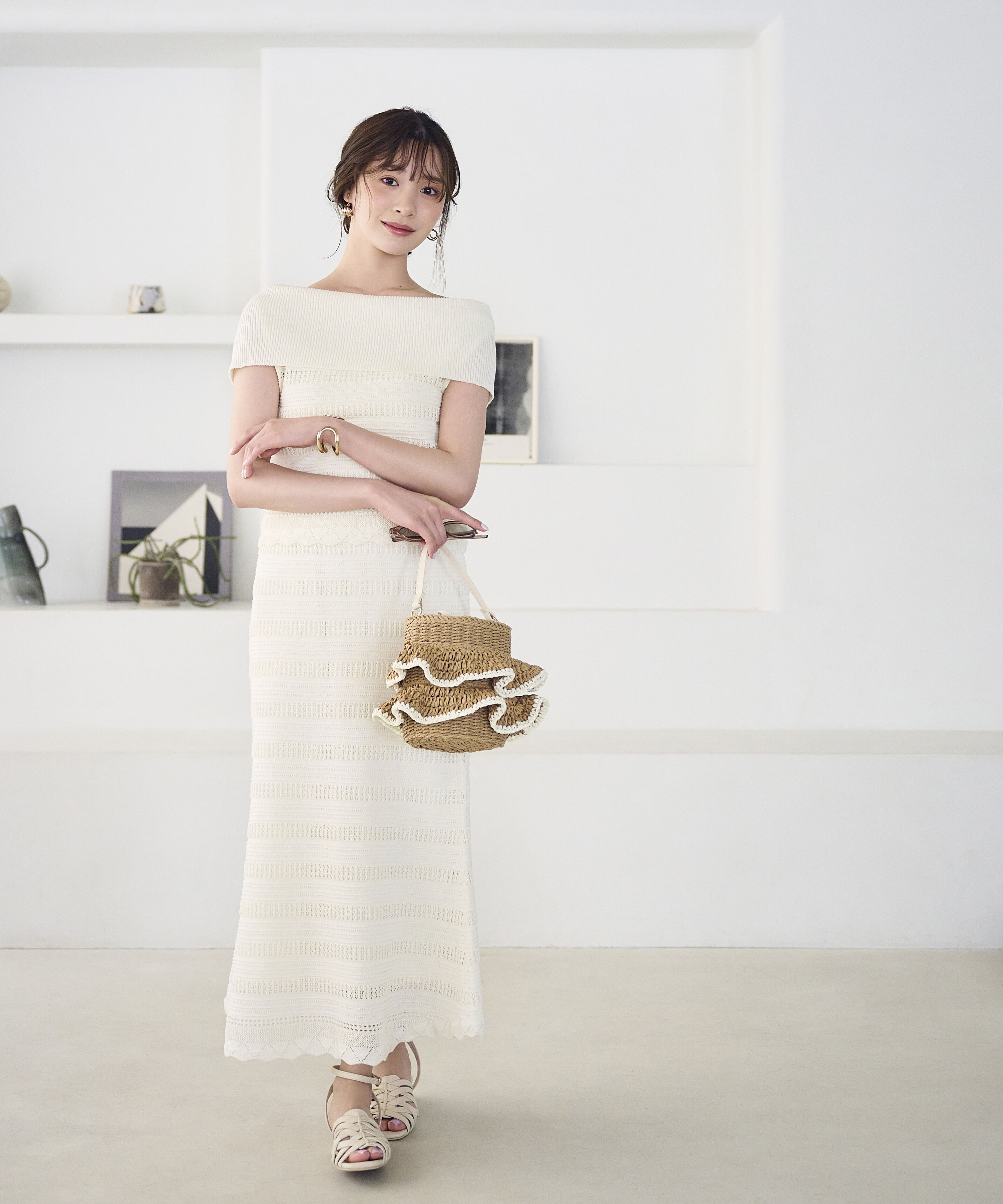 PROPORTION BODY DRESSING「＜中川紅葉さん着用＞透かし編みオフショルセットアップ」|ワンピース|