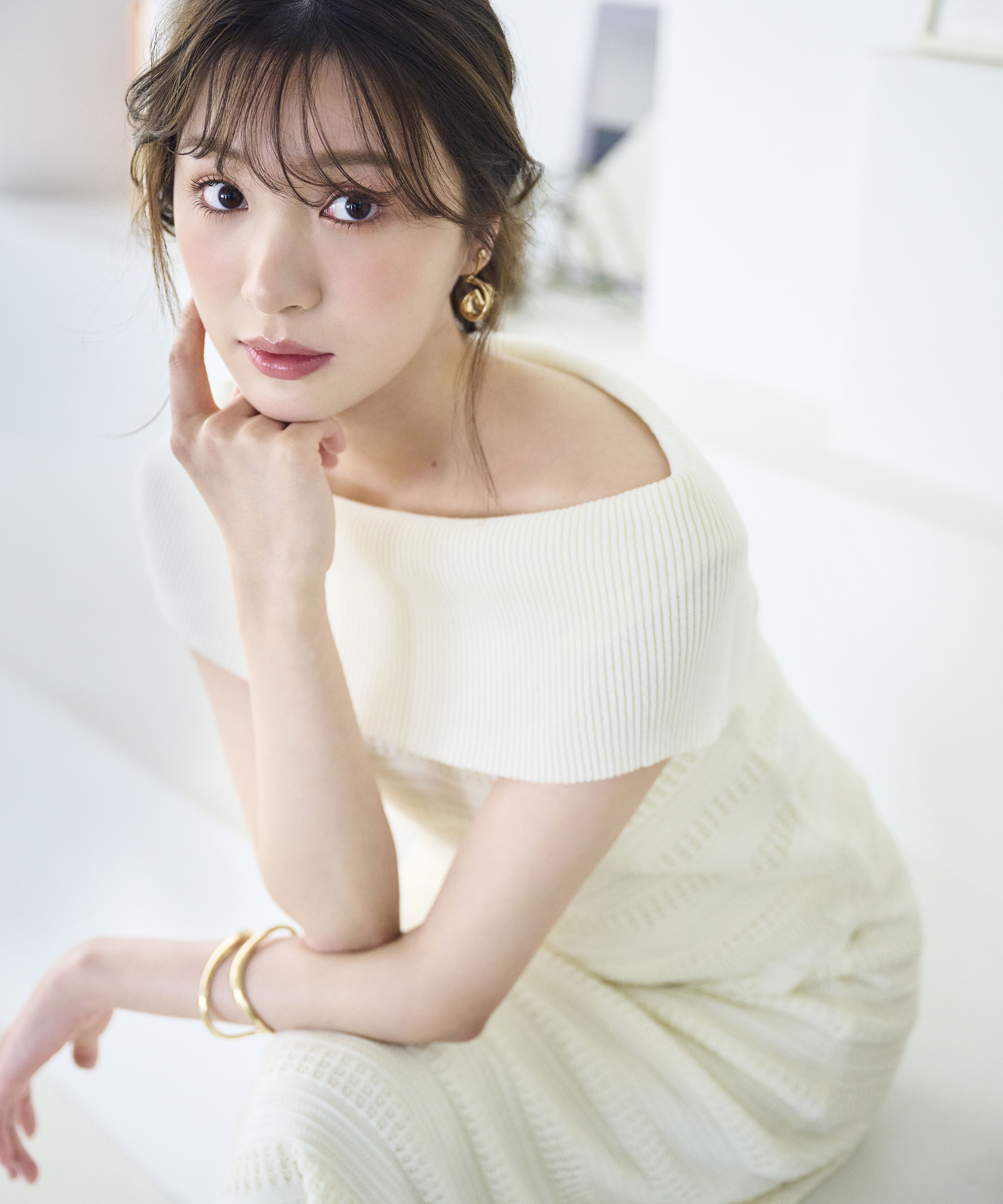 PROPORTION BODY DRESSING「＜中川紅葉さん着用＞透かし編みオフショルセットアップ」|ワンピース|