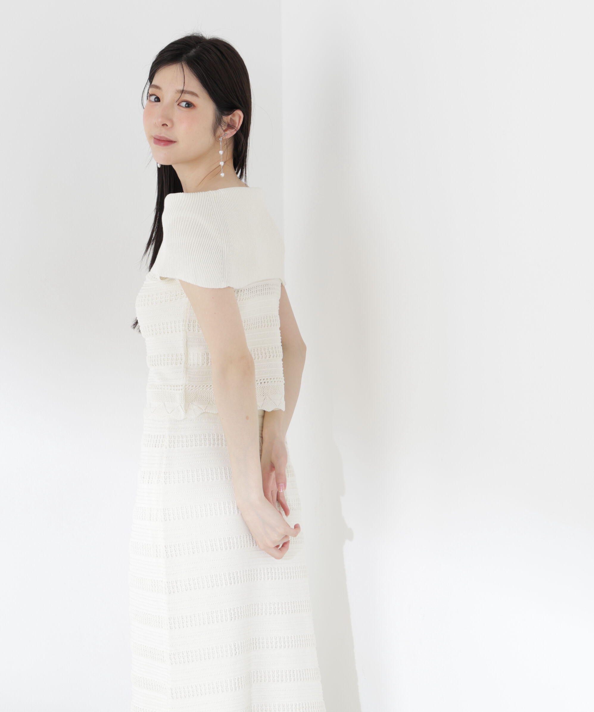 PROPORTION BODY DRESSING「＜中川紅葉さん着用＞透かし編みオフショルセットアップ」|ワンピース|