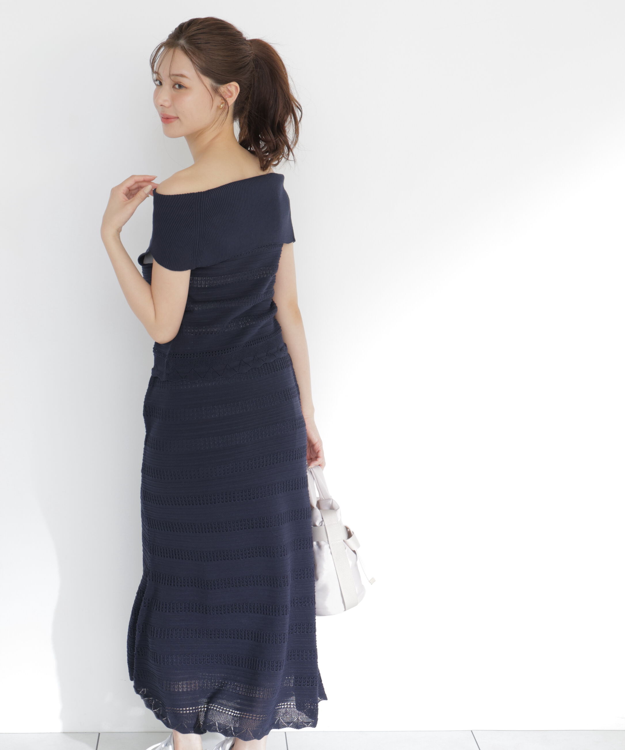 PROPORTION BODY DRESSING「＜中川紅葉さん着用＞透かし編みオフショルセットアップ」|ワンピース|