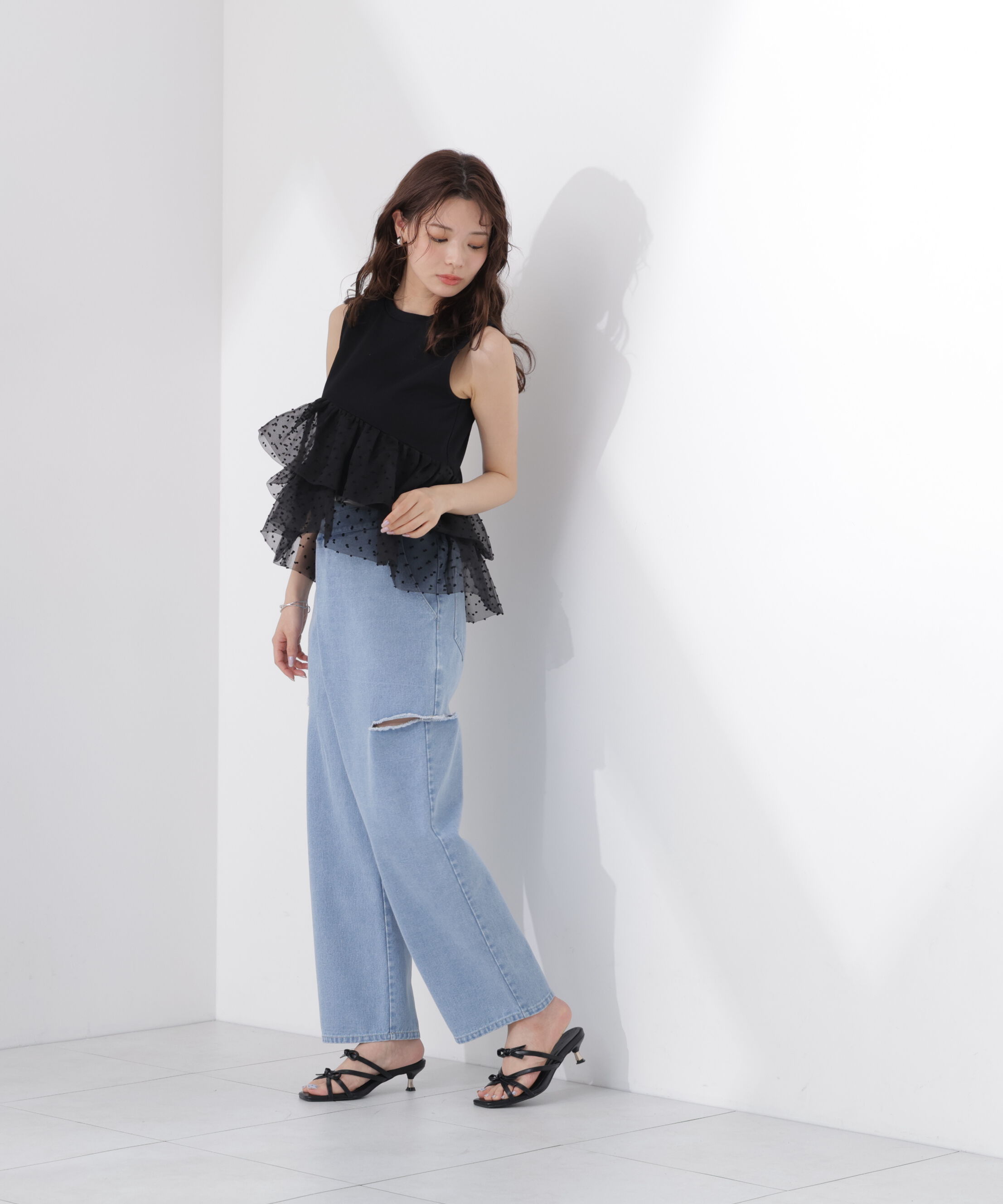 PROPORTION BODY DRESSING「＜EDIT COLOGNE＞ドットチュールカットソー」|Tシャツ・カットソー|
