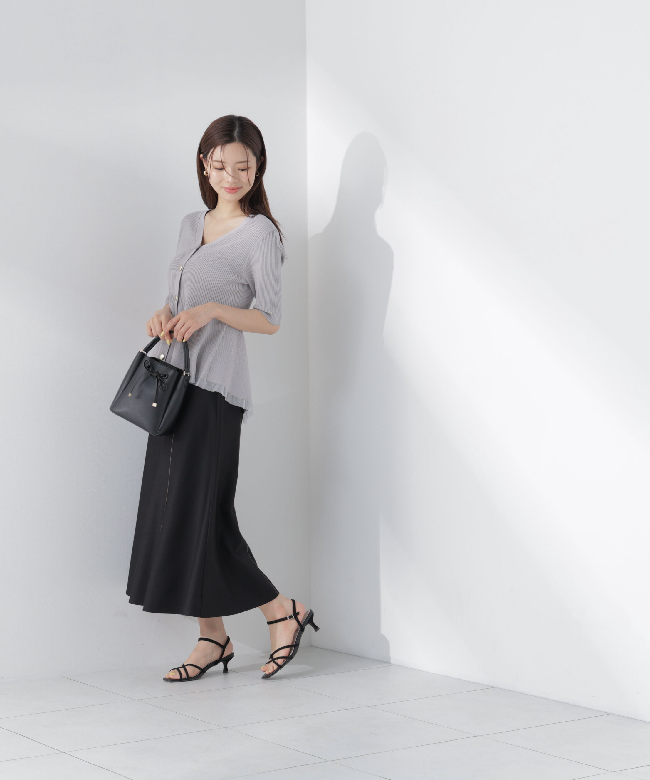 PROPORTION BODY DRESSING「＜一部追加生産予約＞部分シアーペプラムニット」|ニット・セーター|
