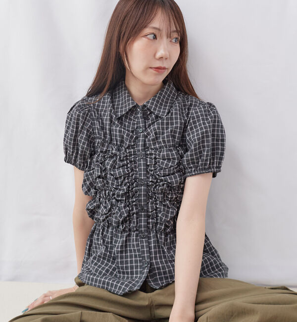 archives「チェックランダムシャーリングシャツブラウス」|シャツ・ブラウス|BLACK