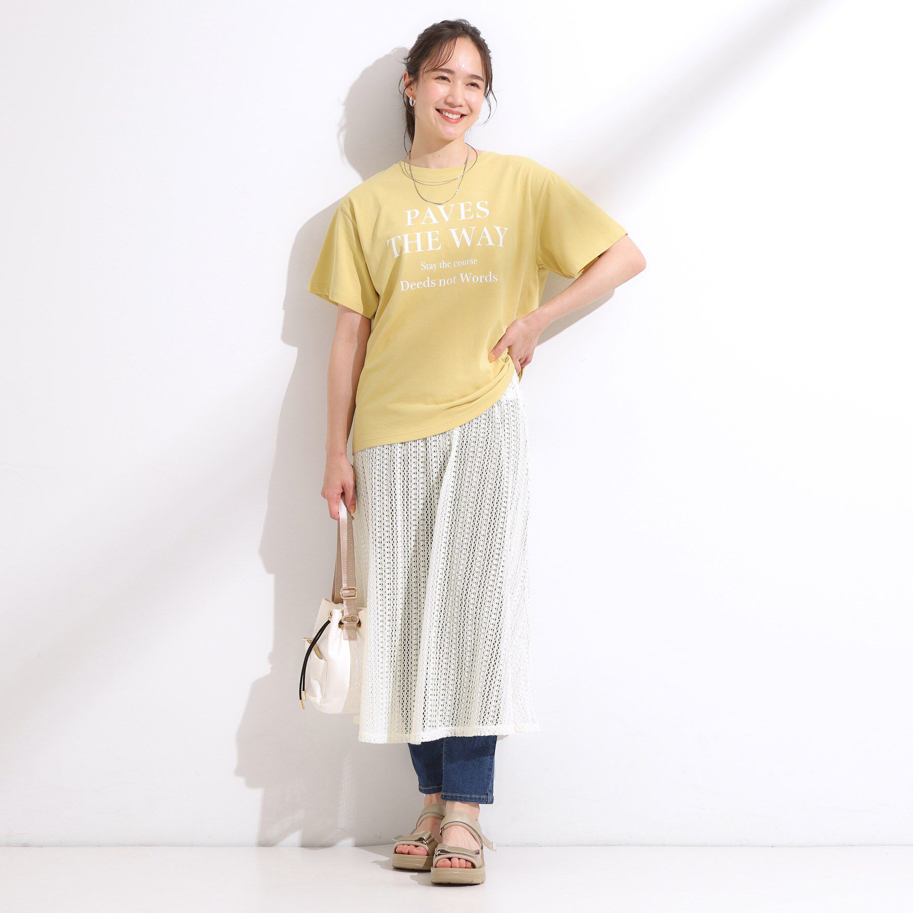 SHOO･LA･RUE「【2WAY】裏地を外してレイヤードにも! レース調スカート」|スカート|