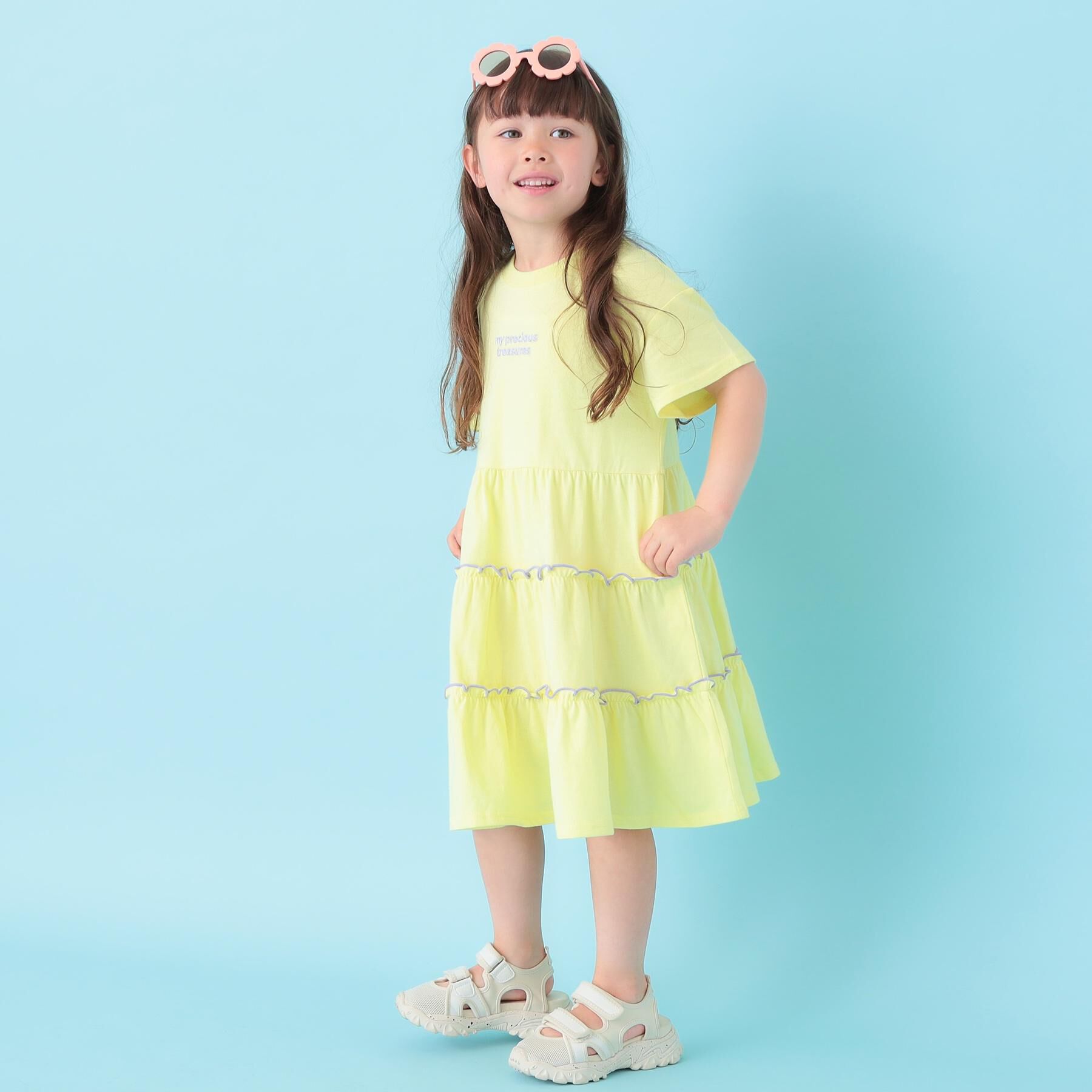 SHOO･LA･RUE「【100-150cm】配色メローティアードワンピース」|ワンピース|