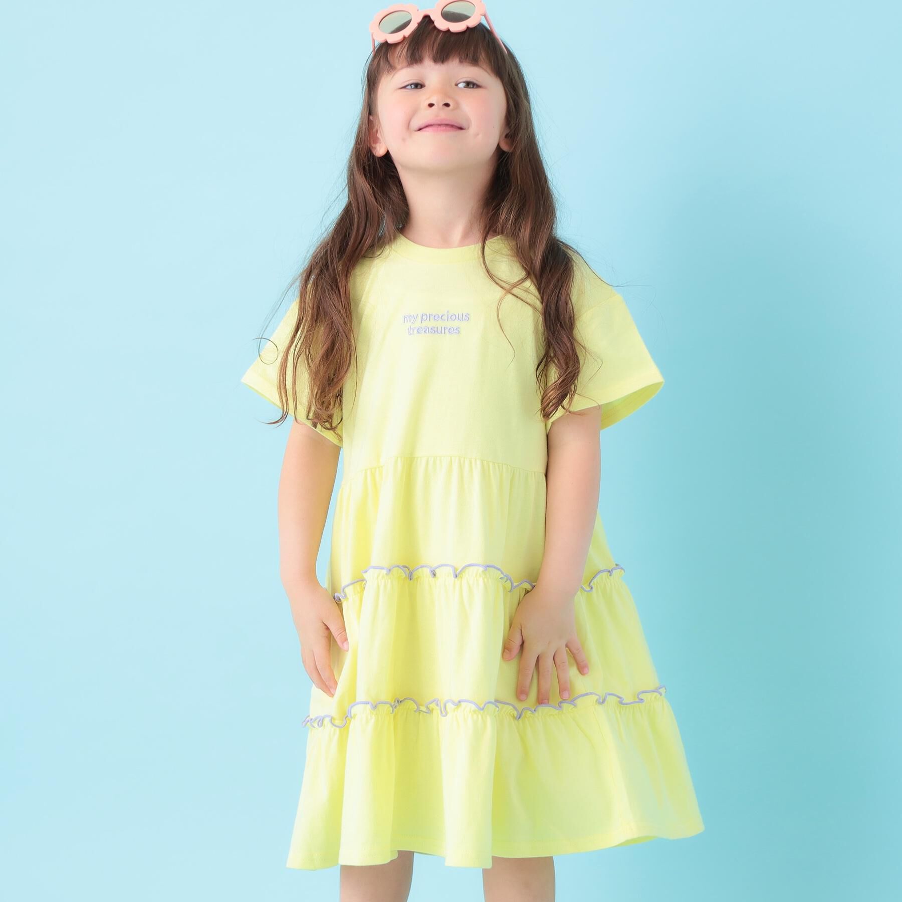 SHOO･LA･RUE「【100-150cm】配色メローティアードワンピース」|ワンピース|