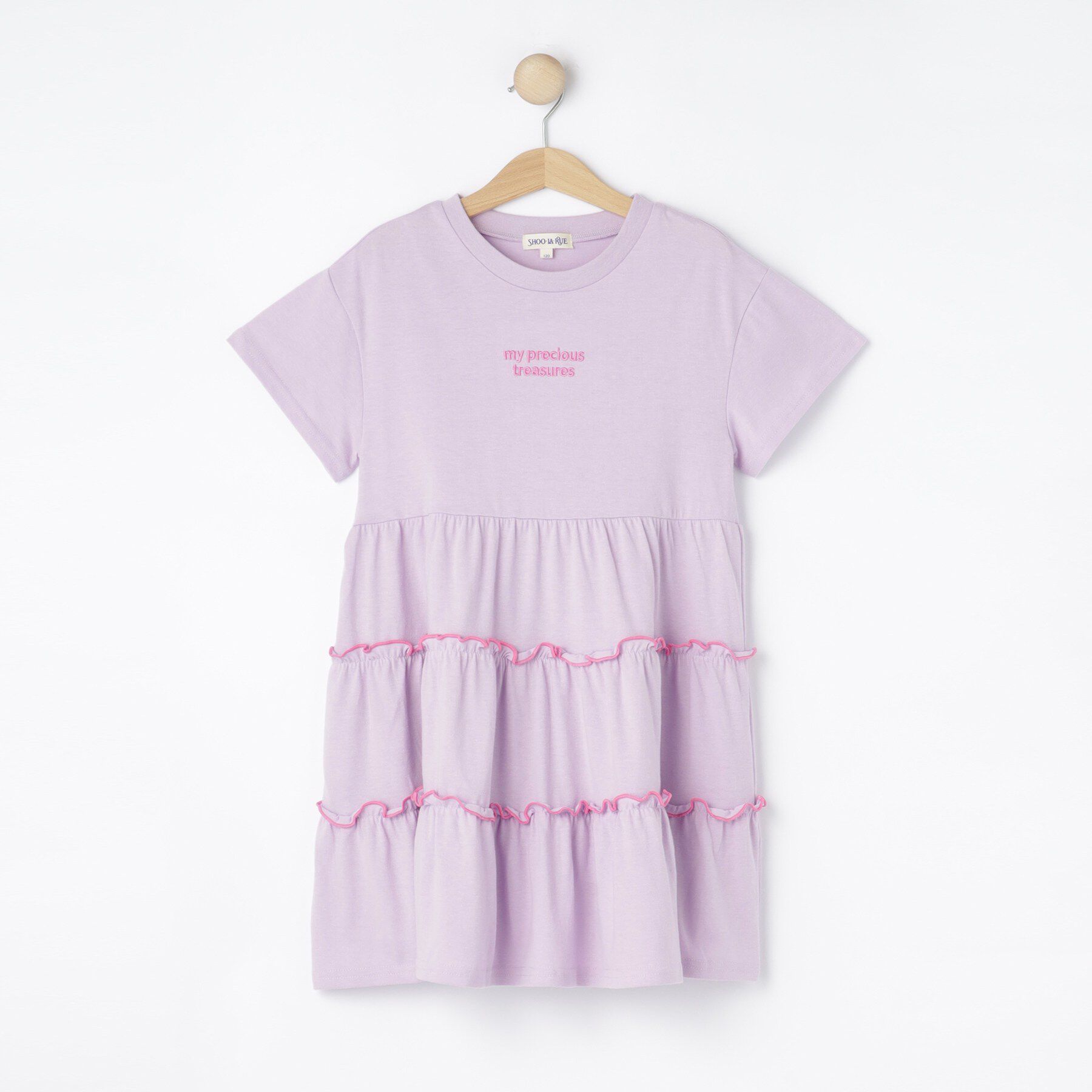 SHOO･LA･RUE「【100-150cm】配色メローティアードワンピース」|ワンピース|ラベンダー(080)