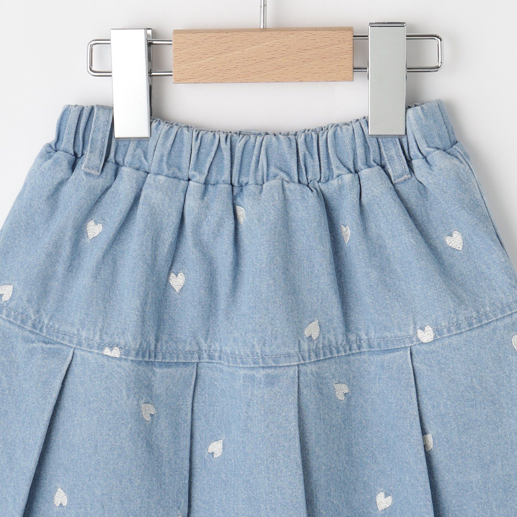 SHOO･LA･RUE「【100-150cm】ハート刺繍デニムスカート」|スカート|