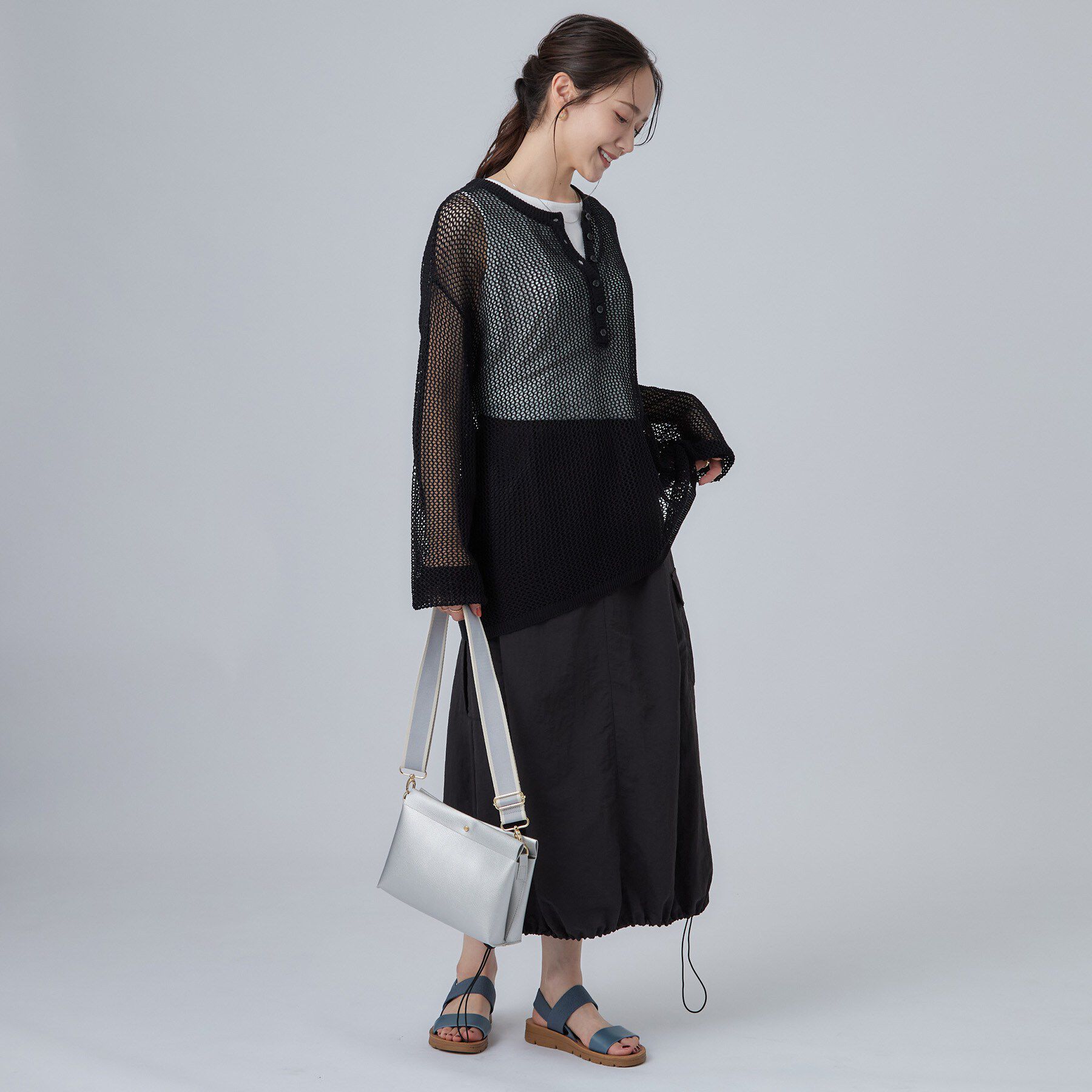 SHOO･LA･RUE「【2点セット/洗濯機可/S-LL】ヘンリーネックメッシュニット+タンクトップセット」|その他|