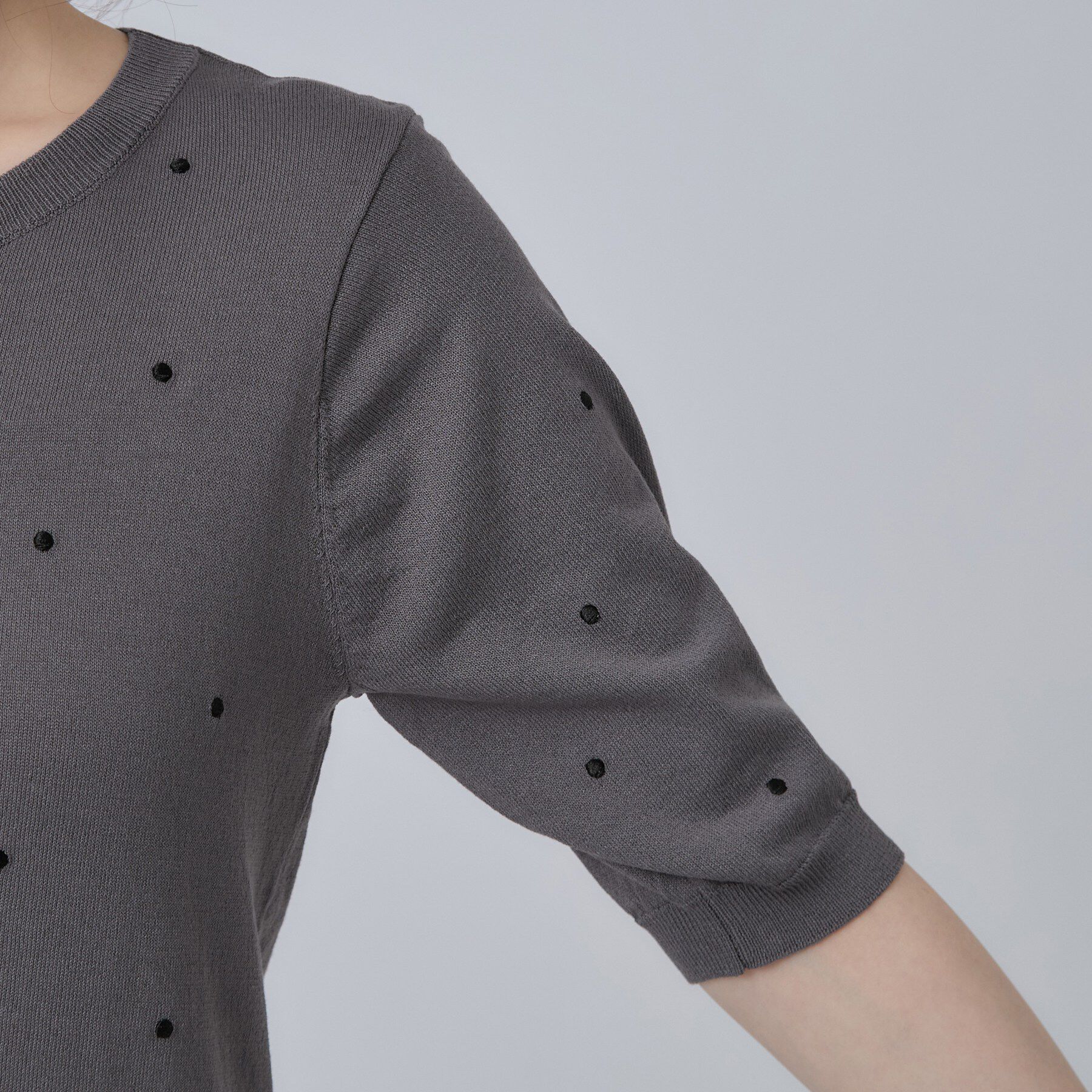 SHOO･LA･RUE「【ひんやり/S-LL】大人フェミニン ドット刺繍ニット」|ニット・セーター|