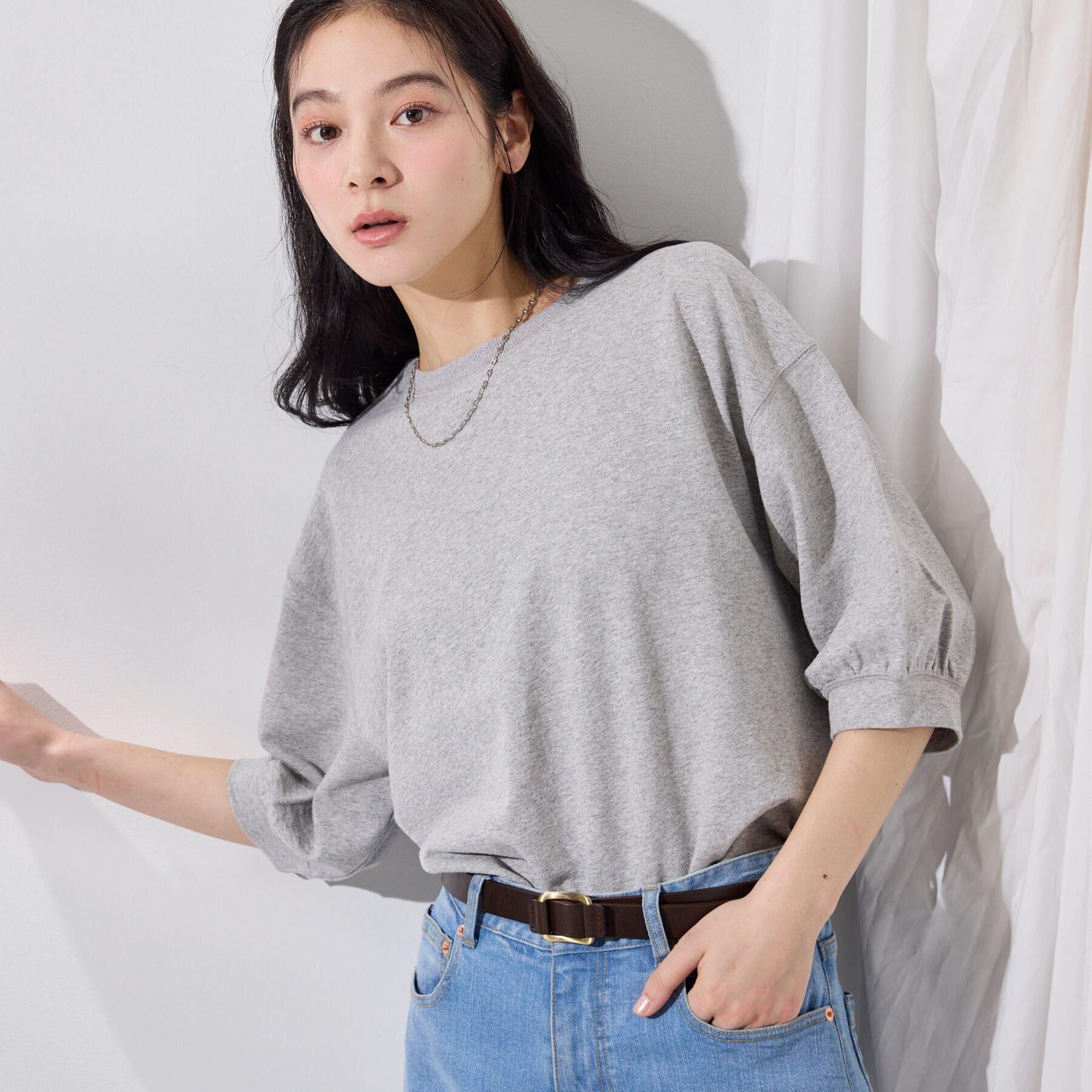 Dessin「【360度可愛い】バックヘンリーカットソー5分袖」|Tシャツ・カットソー|