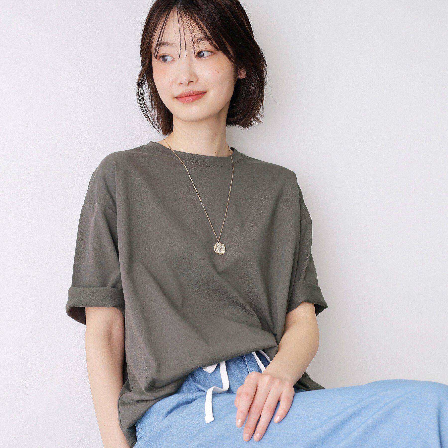 Dessin「【UVカット/接触冷感】プレーティングTシャツ」|Tシャツ・カットソー|チャコールグレー(0