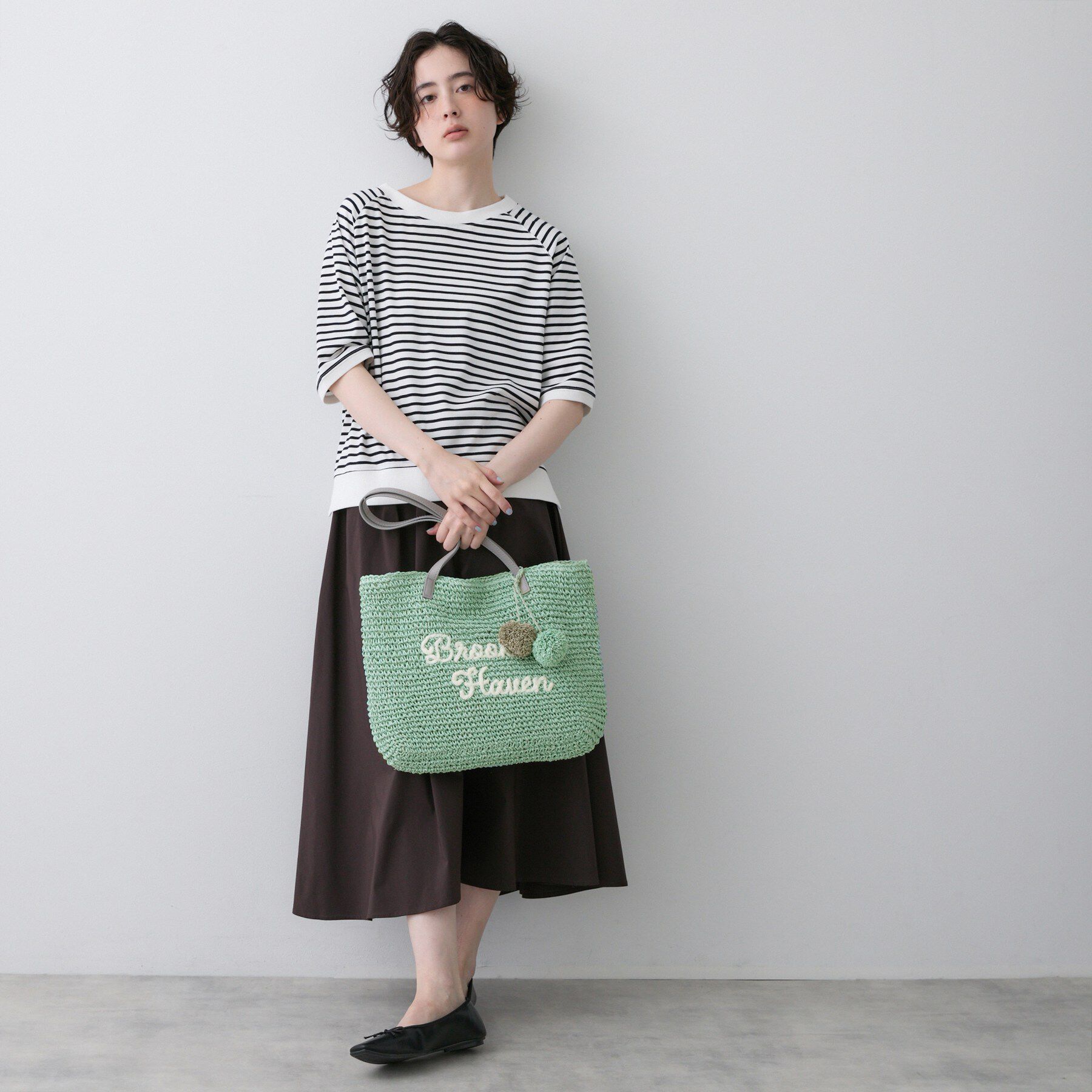 Dessin「【A4収納可】ロゴ刺繍ポンポンチャーム付きペーパーメッシュトート」|トートバッグ|