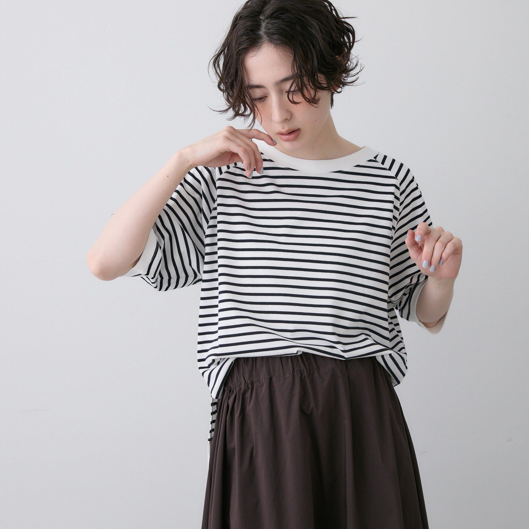 Dessin「【UVカット/接触冷感】フォルムカットソー5分袖」|Tシャツ・カットソー|