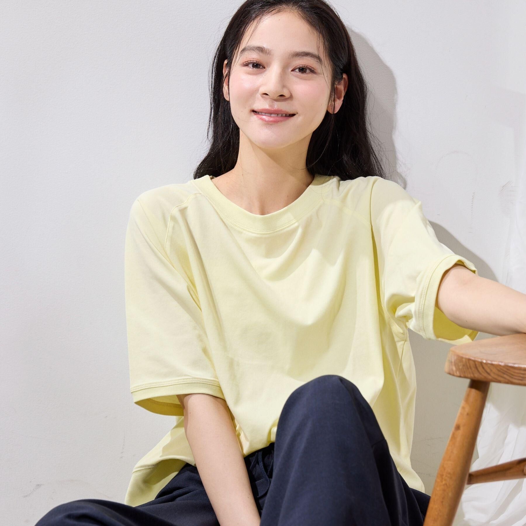 Dessin「【UVカット/接触冷感】フォルムカットソー5分袖」|Tシャツ・カットソー|イエロー(031)