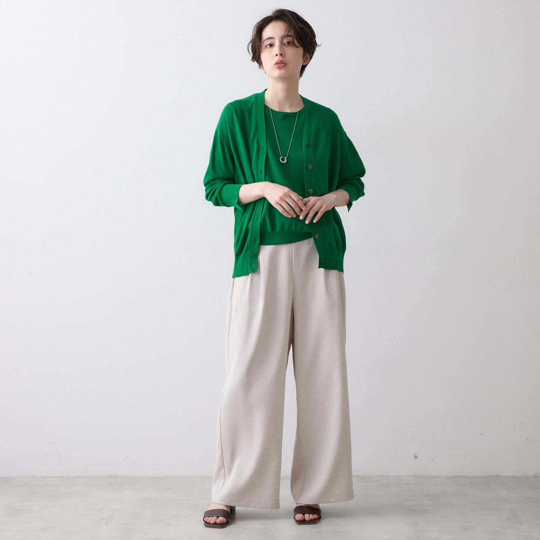 Dessin「【マシンウォッシャブル】ドライタッチVネックニットカーディガン」|カーディガン|