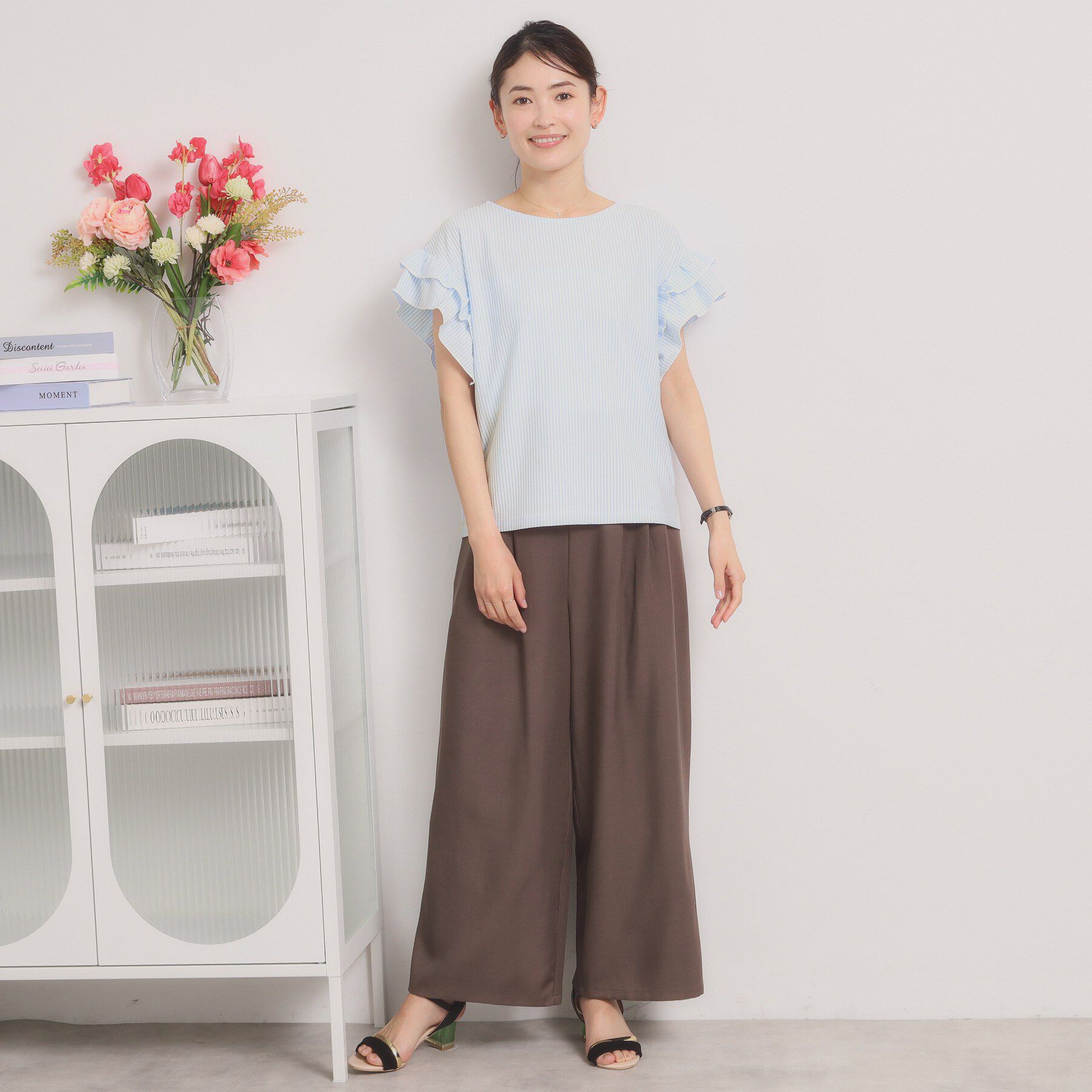 ITS&rsquo;DEMO「カットサッカー袖フリルトップス」|Tシャツ・カットソー|