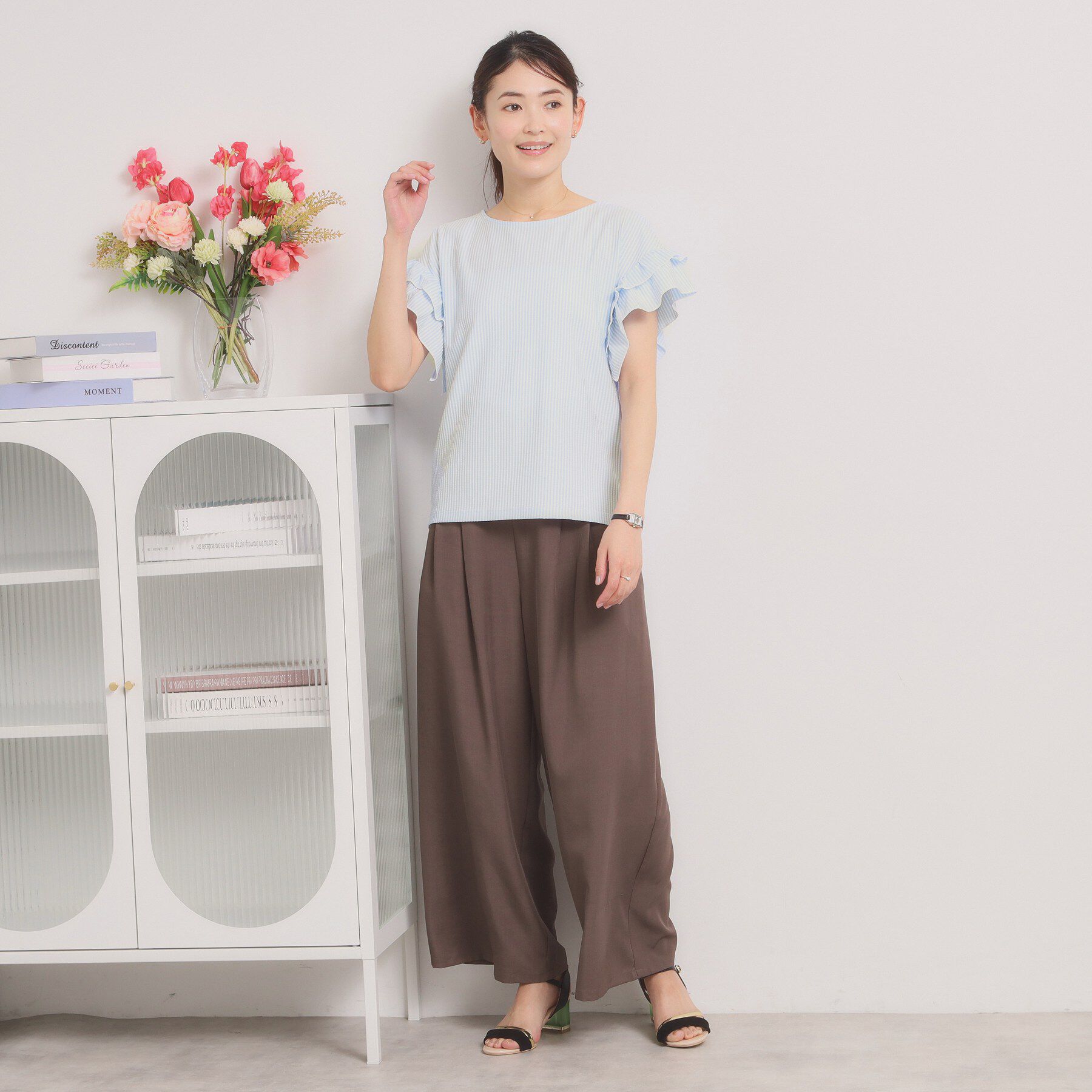 ITS&rsquo;DEMO「カットサッカー袖フリルトップス」|Tシャツ・カットソー|